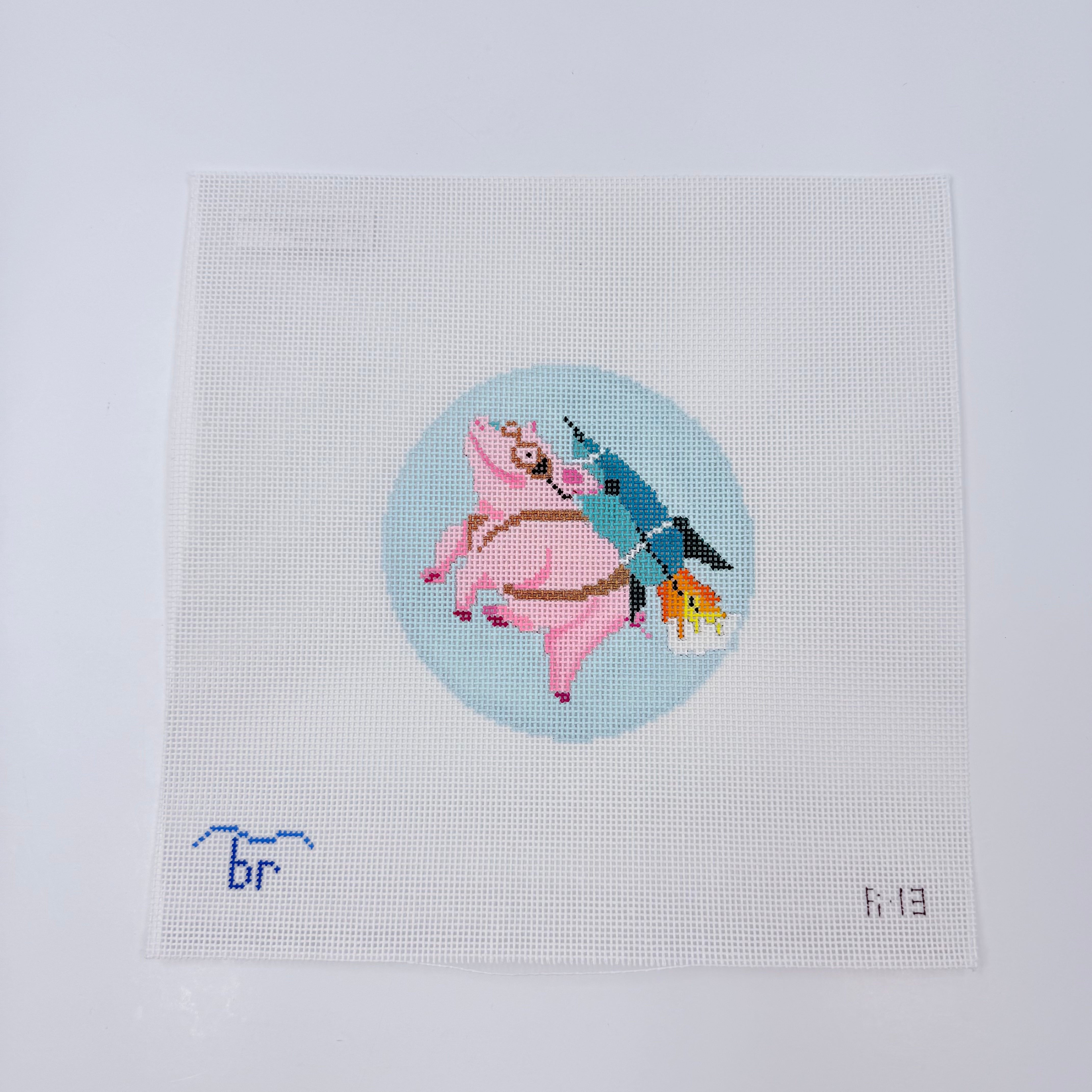 Rocket Pig Canvas - KC Needlepoint