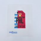 Philadelphia Vintage Travel Tag Canvas - KC Needlepoint