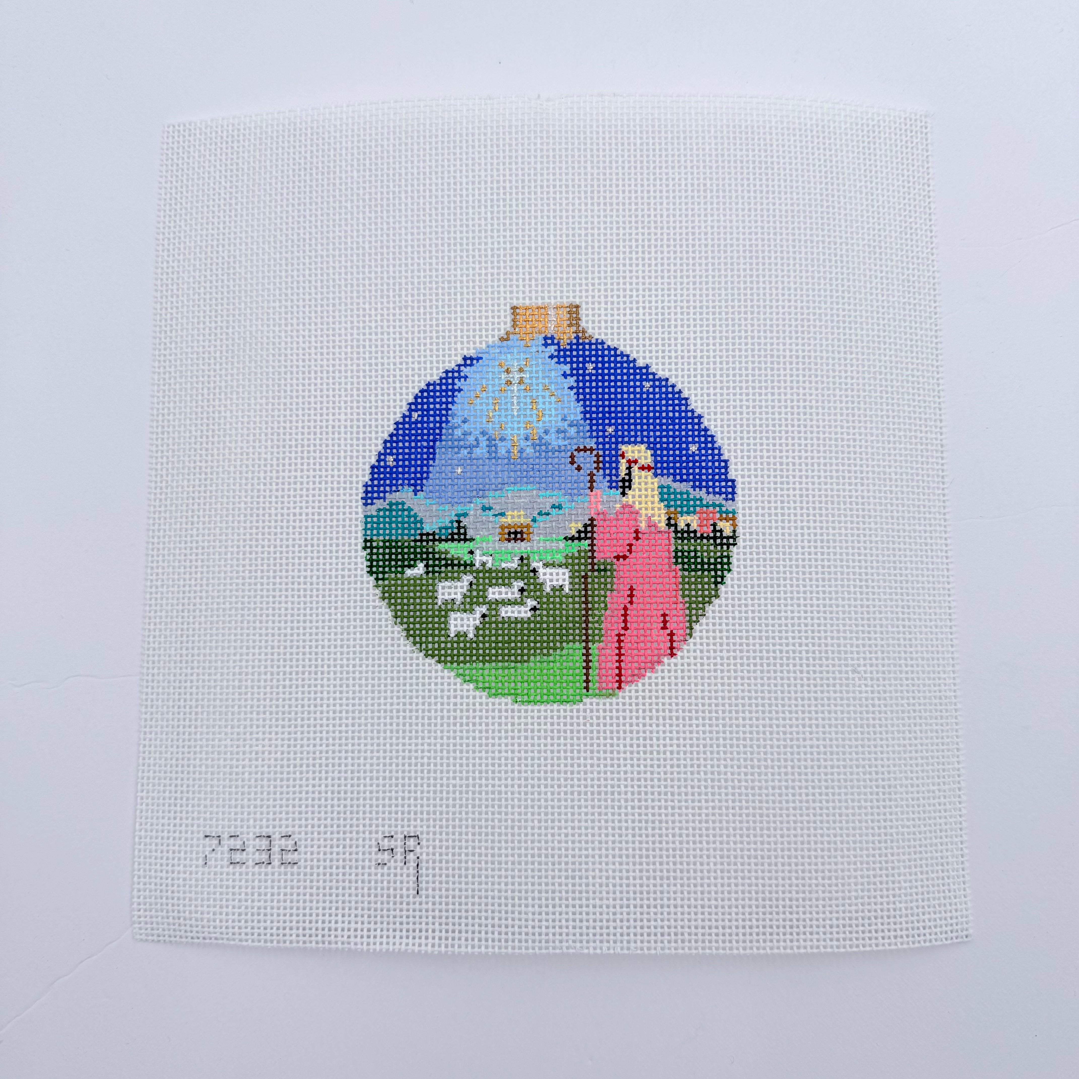 Nativity Shepherd Round Canvas - KC Needlepoint
