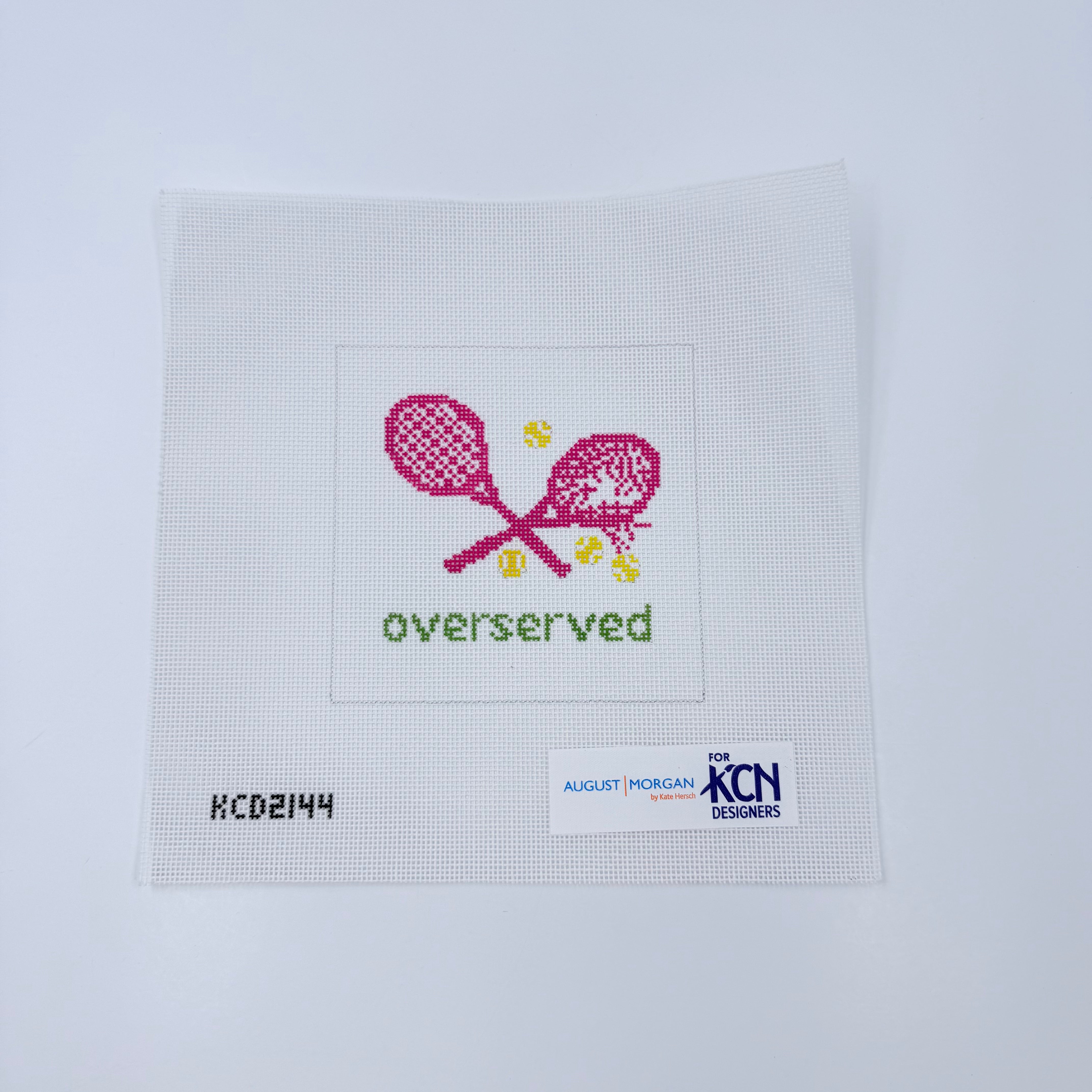 Overserved Pink Square Canvas - KC Needlepoint