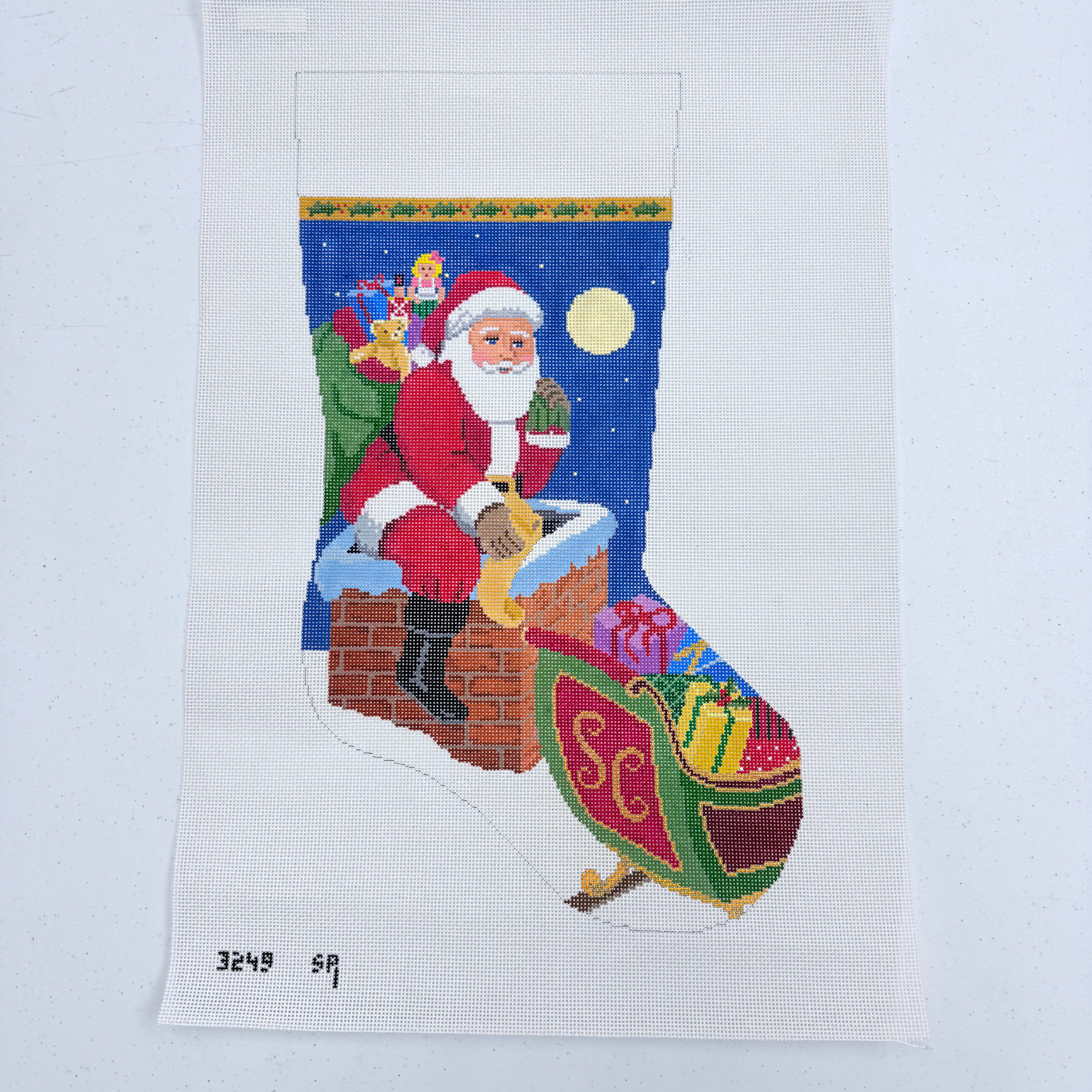 Down the Chimney Stocking Canvas - KC Needlepoint
