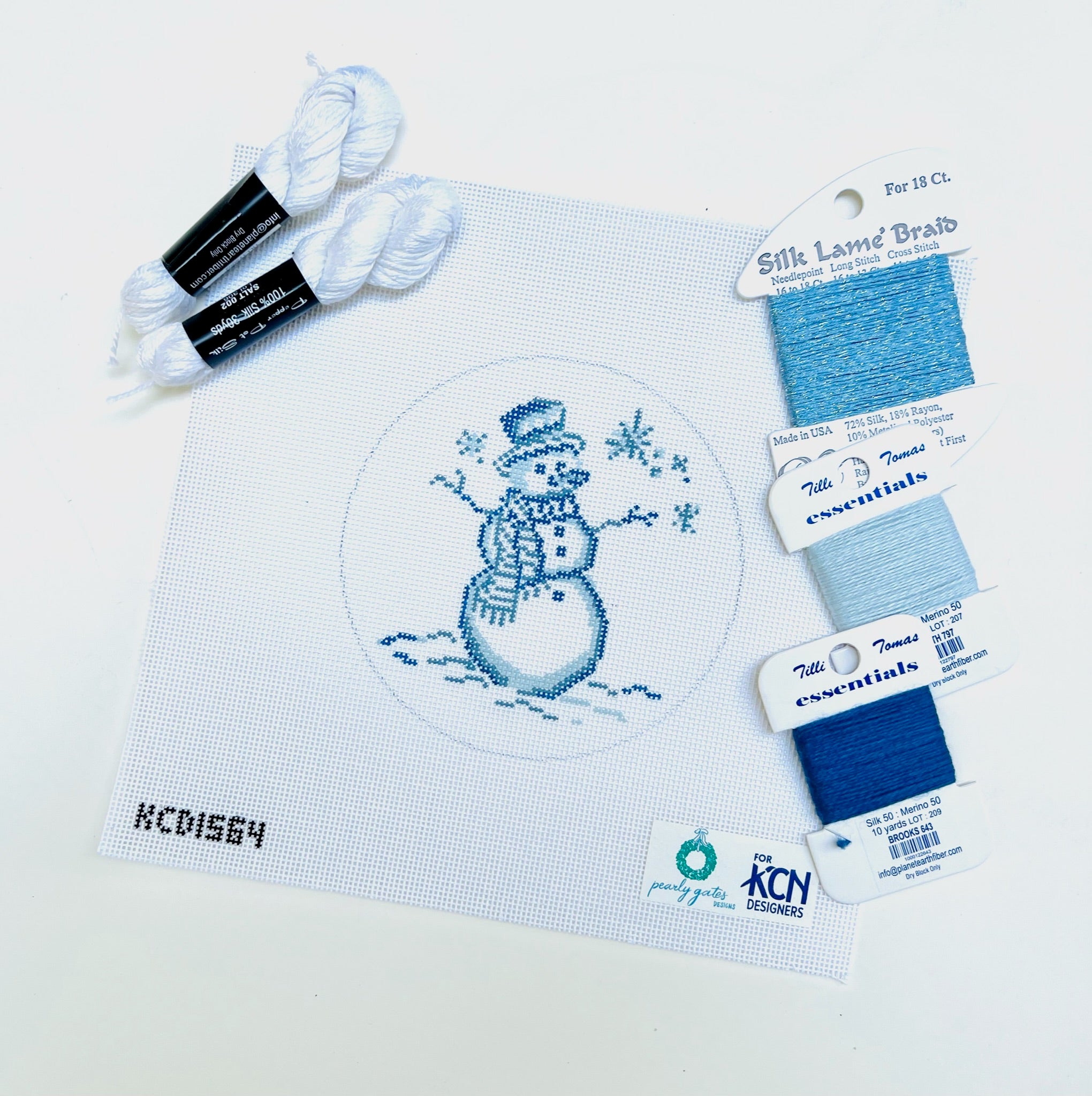 Blue Snowman Kit - KC Needlepoint
