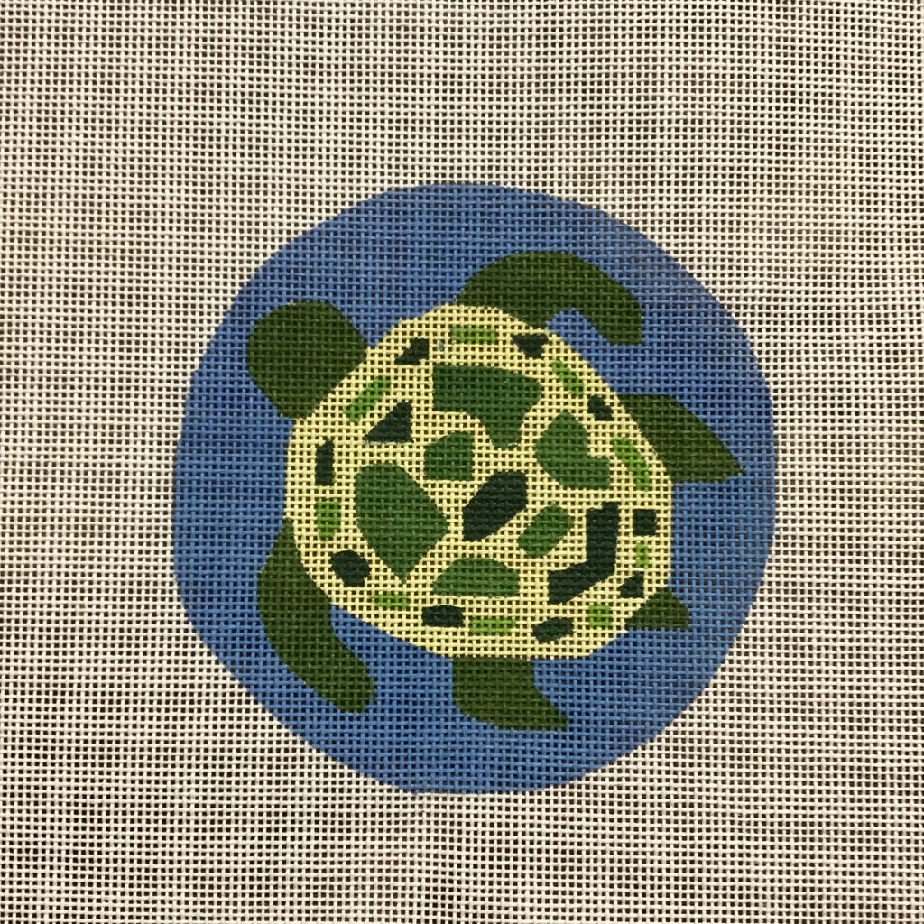 Sea Turtle Round Canvas - KC Needlepoint