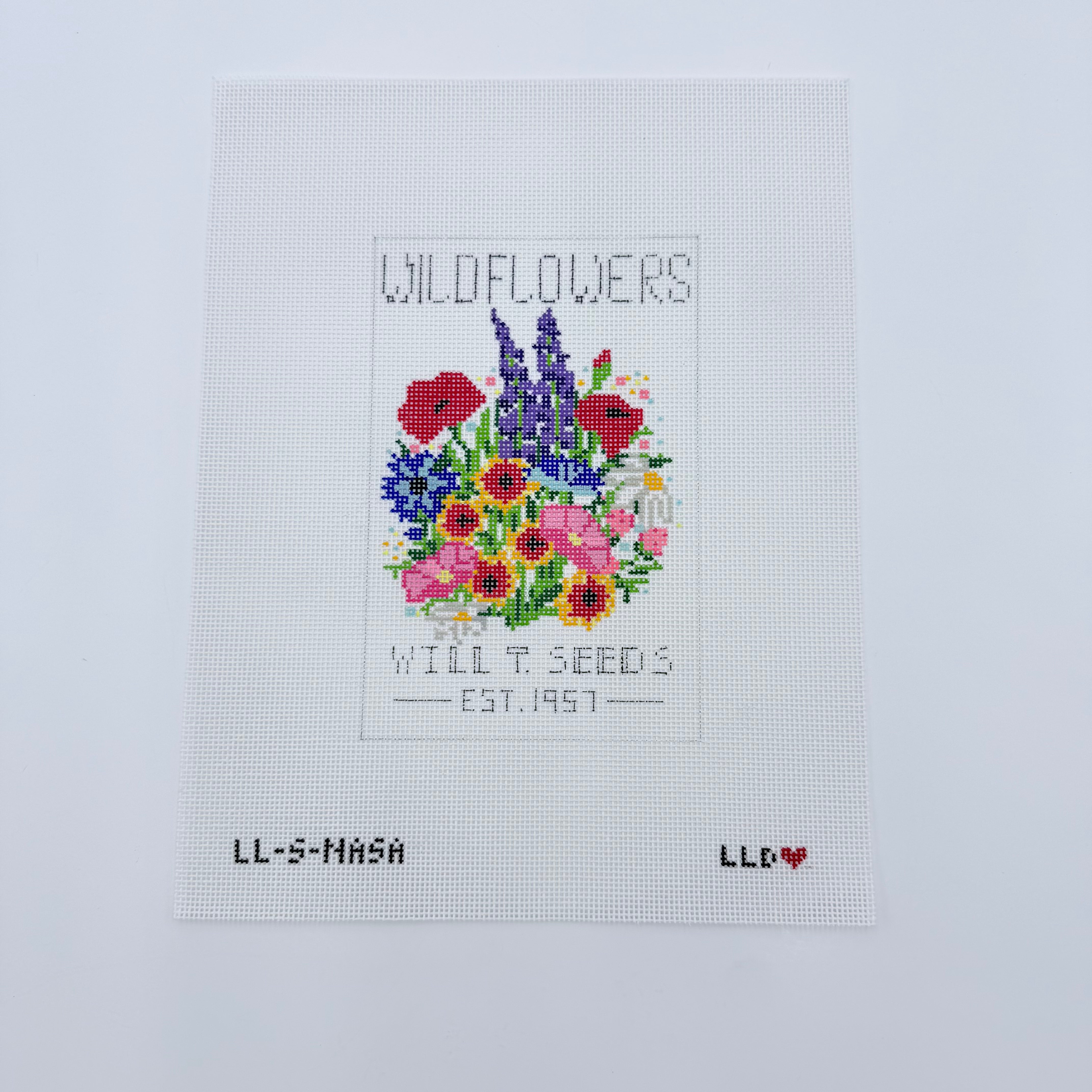 wildflower seeds pattern Wildflower Seed Packet Canvas – KC Needlepoint