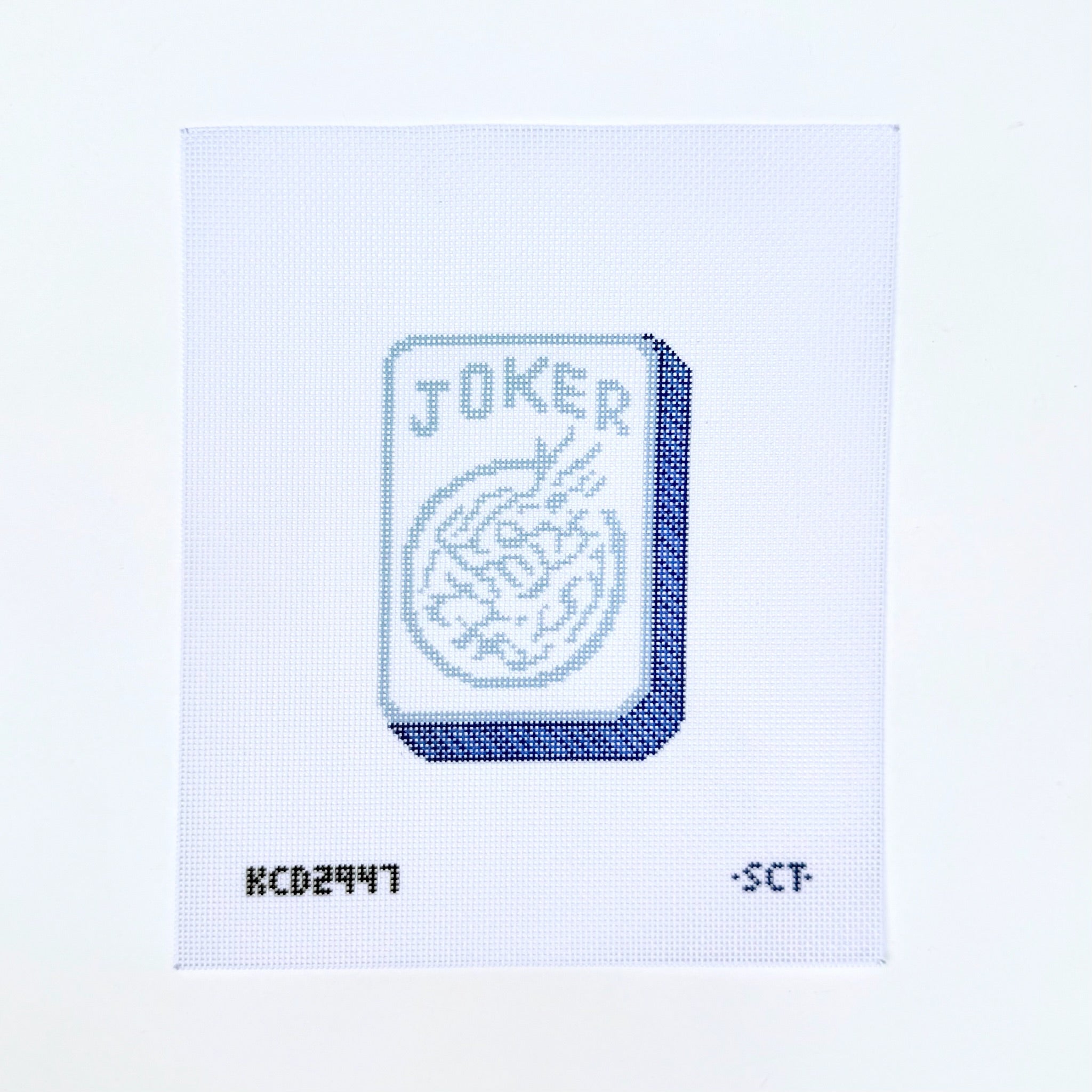 Blue and White Mahjong Joker Needlepoint Canvas - KC Needlepoint