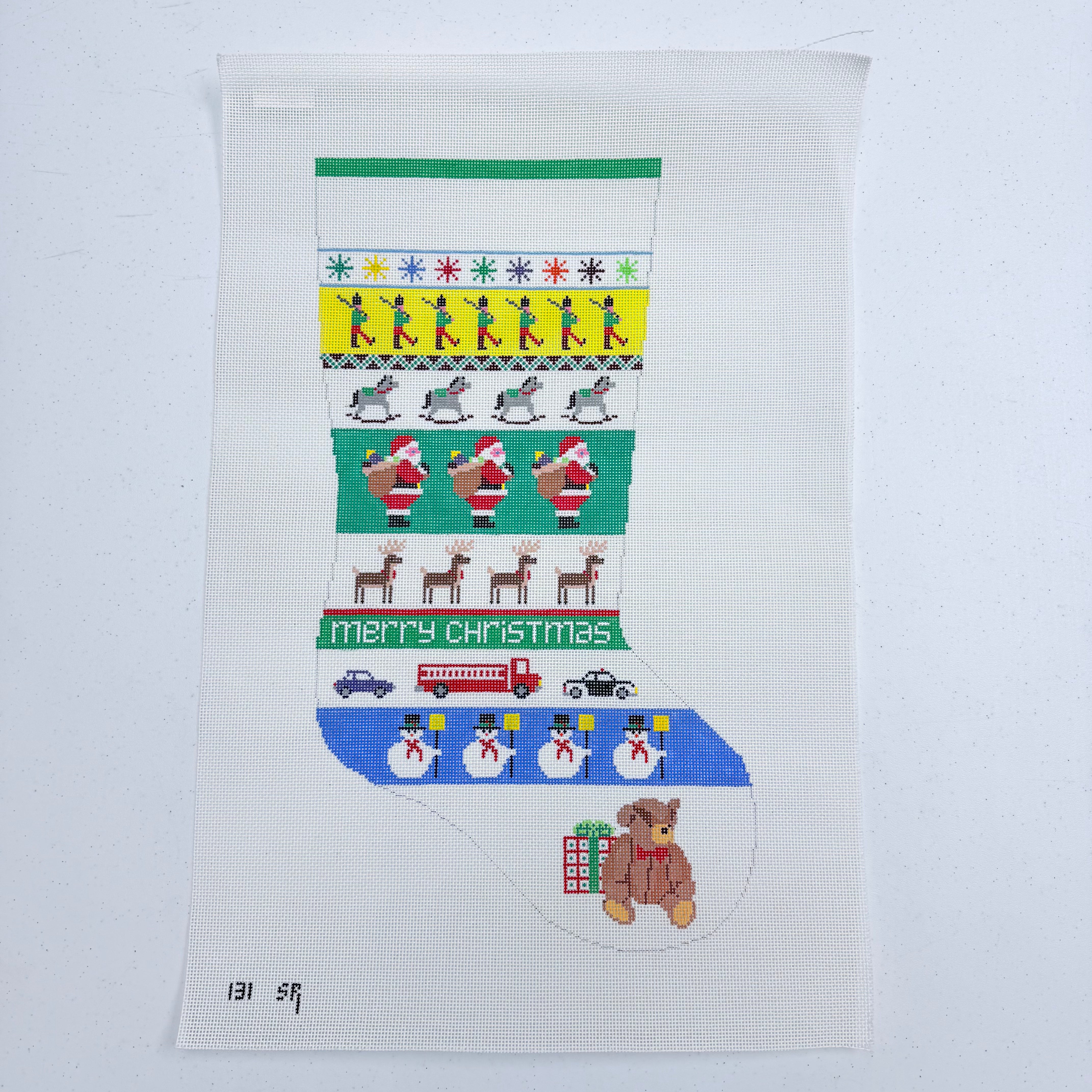 Santa Stripe Stocking Canvas - KC Needlepoint