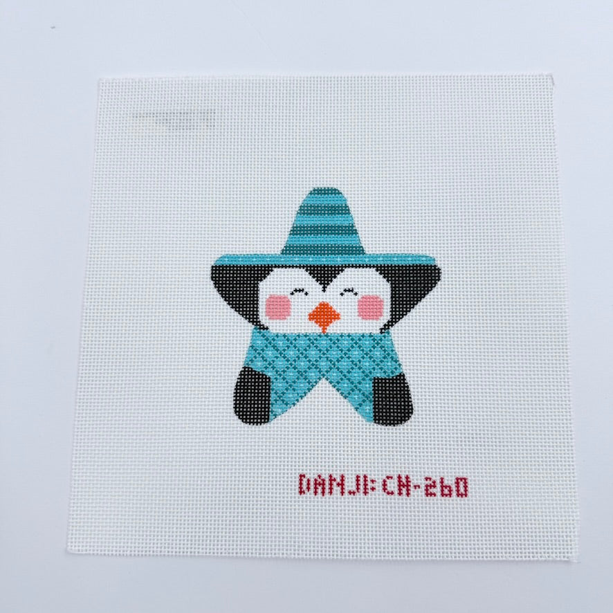 Blue Penguin Star Canvas - KC Needlepoint