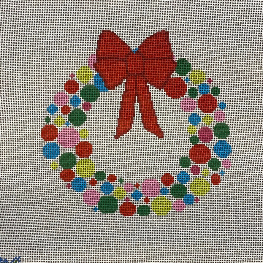 Bauble Dots Christmas Wreath Canvas - KC Needlepoint