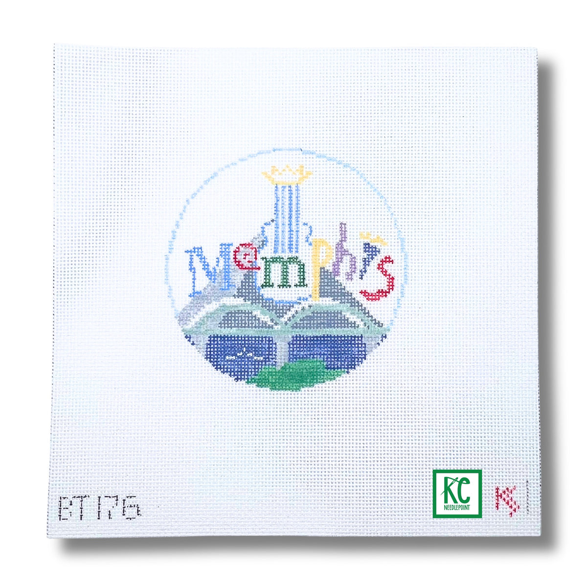 Memphis Travel Round Canvas - KC Needlepoint
