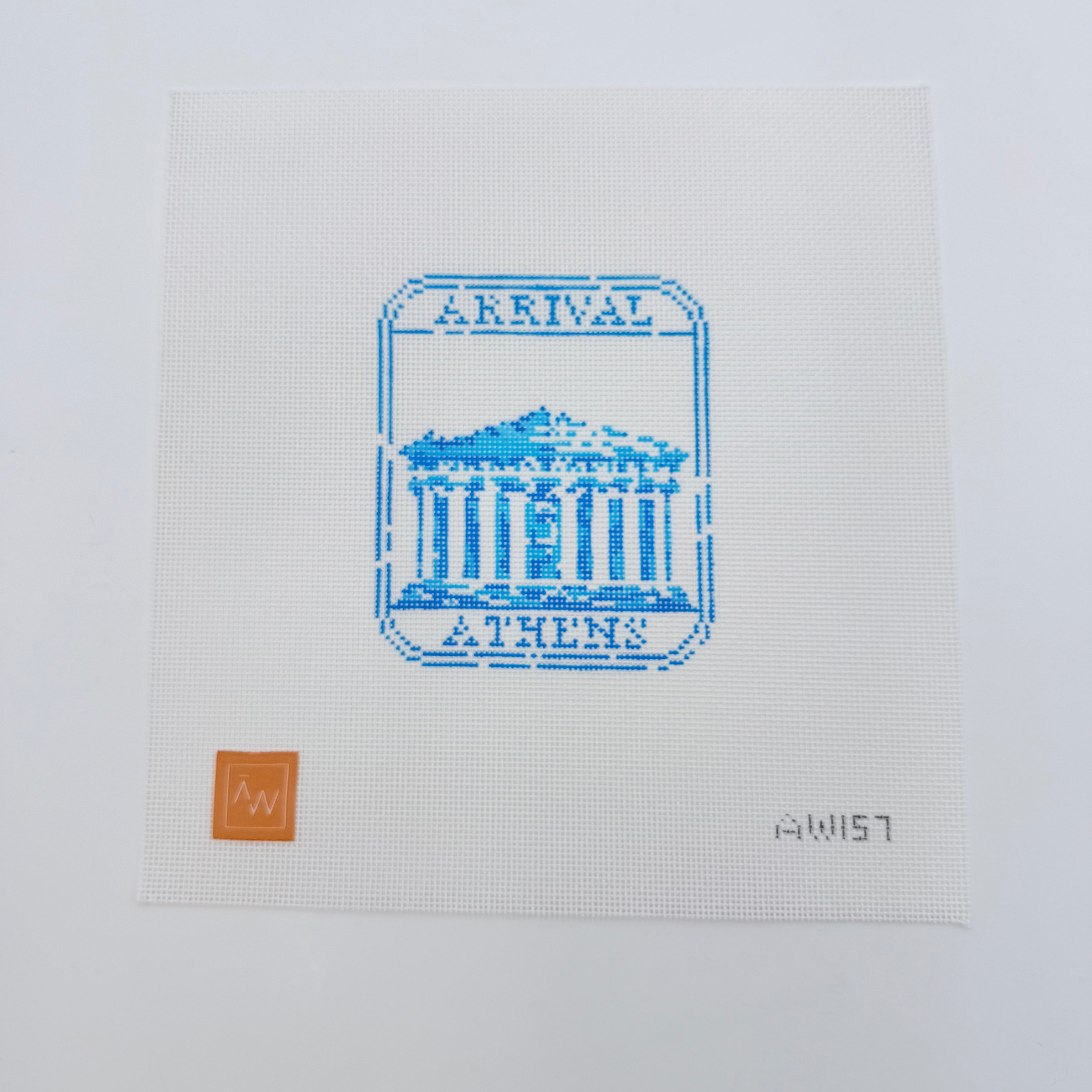 Passport Stamp-Athens Canvas - KC Needlepoint