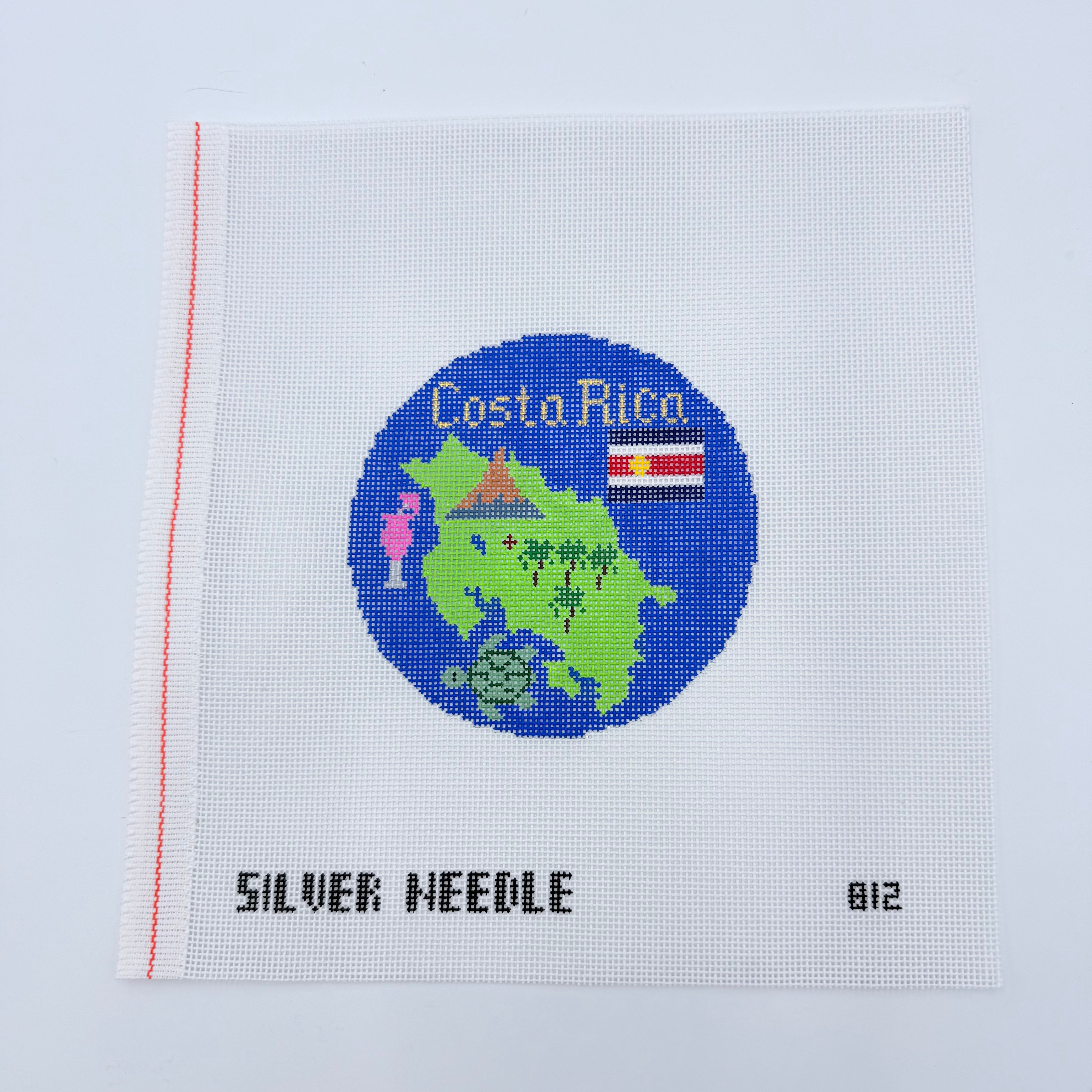 Costa Rica 4 1/4" Travel Round Needlepoint Canvas - KC Needlepoint