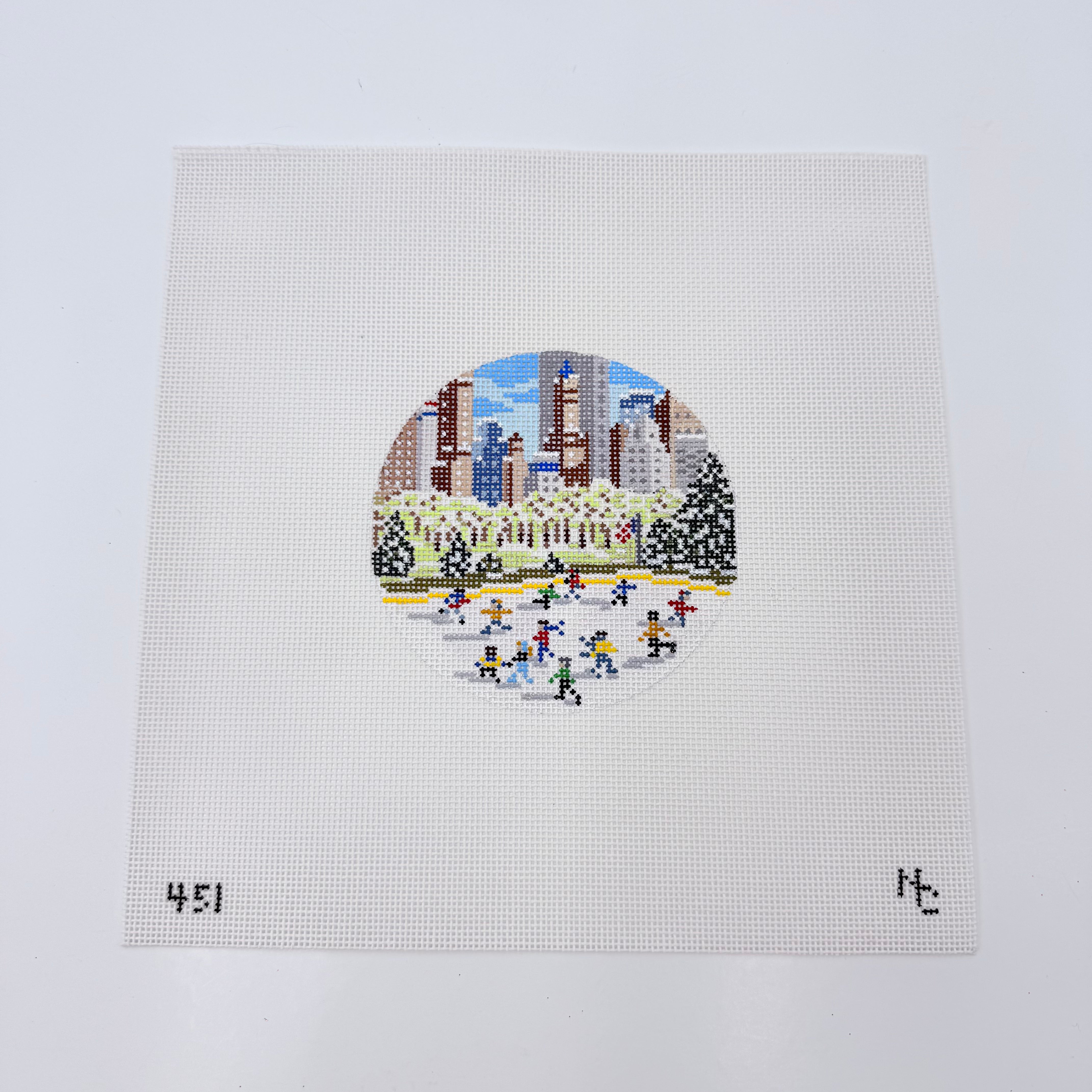City Ice Skating Rink Canvas - KC Needlepoint