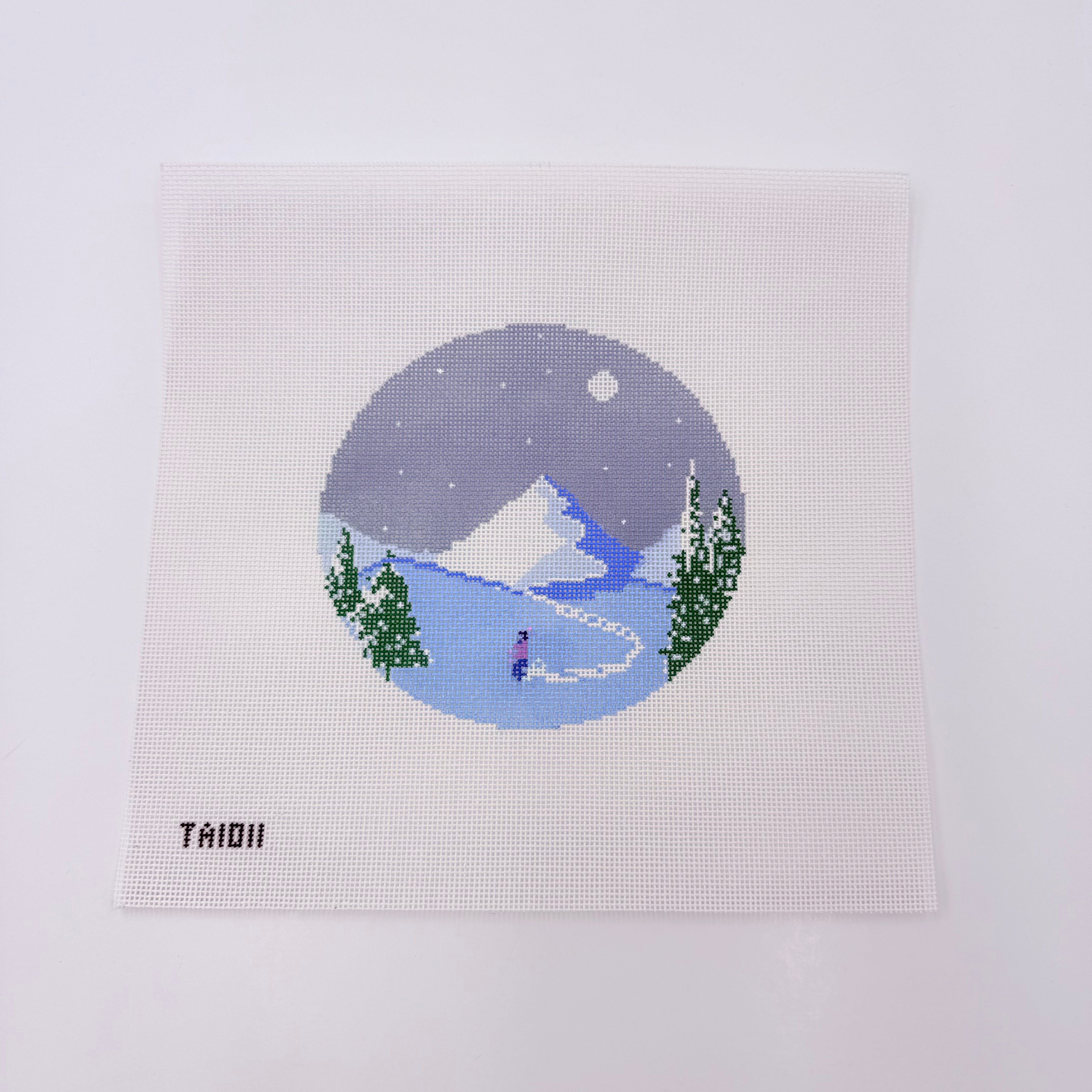 Skiier Round - KC Needlepoint