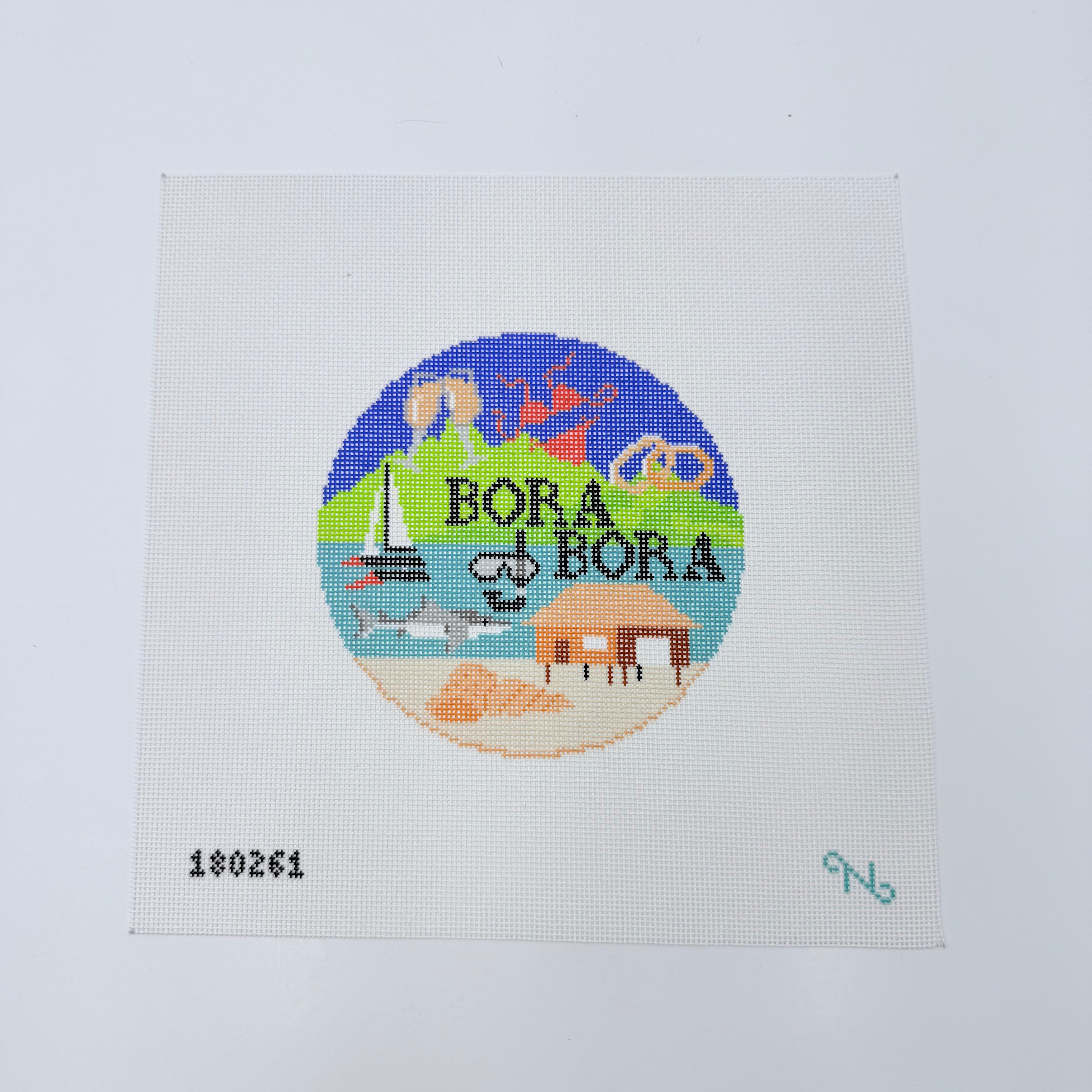 Bora Bora Travel Round Canvas - KC Needlepoint