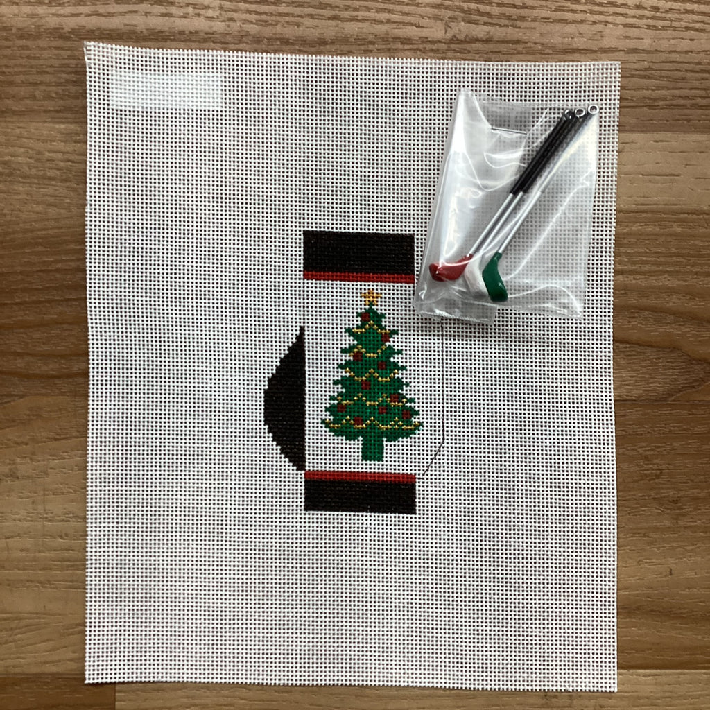 Christmas Tree Golf Bag with Blue Canvas - KC Needlepoint