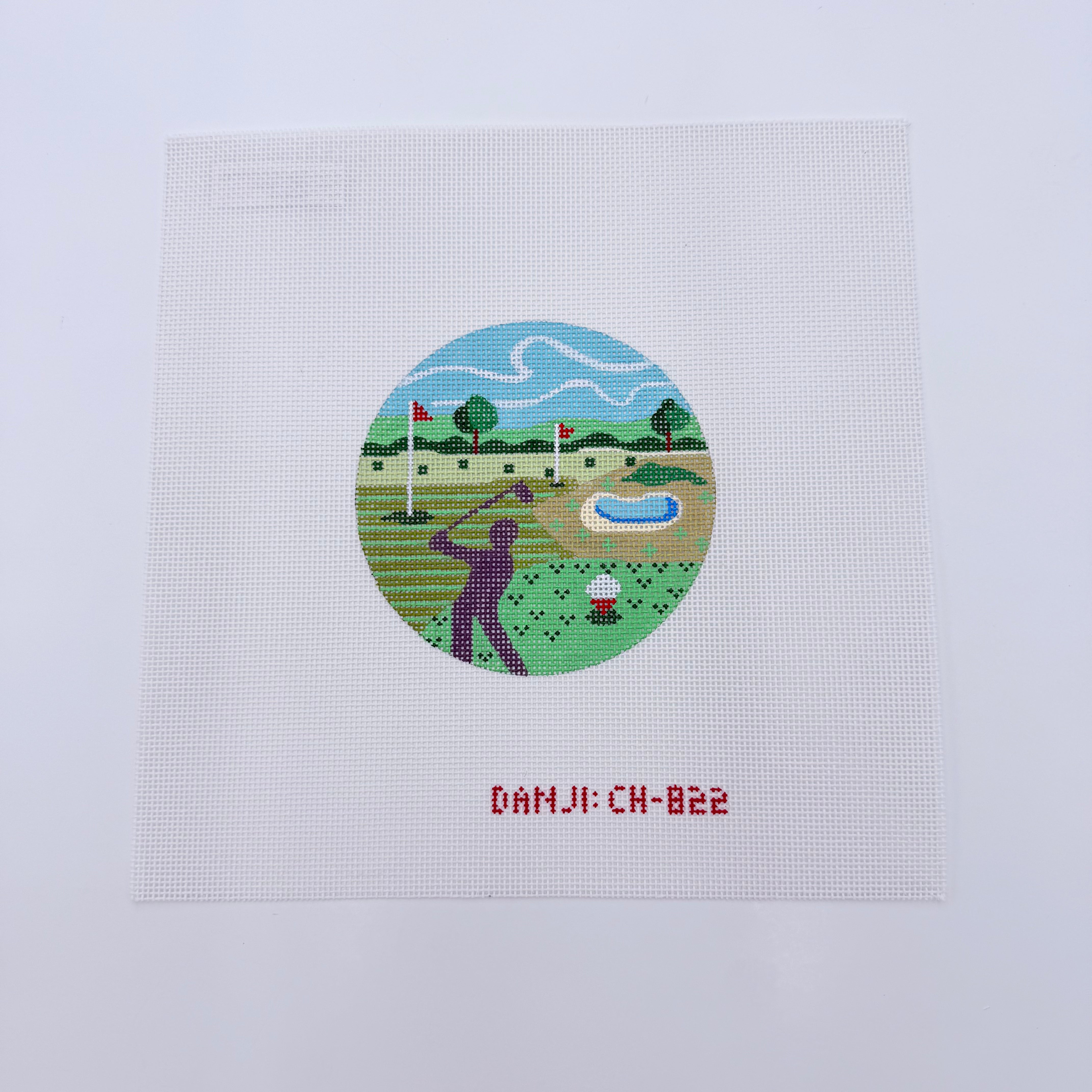 Golf Round Canvas - KC Needlepoint