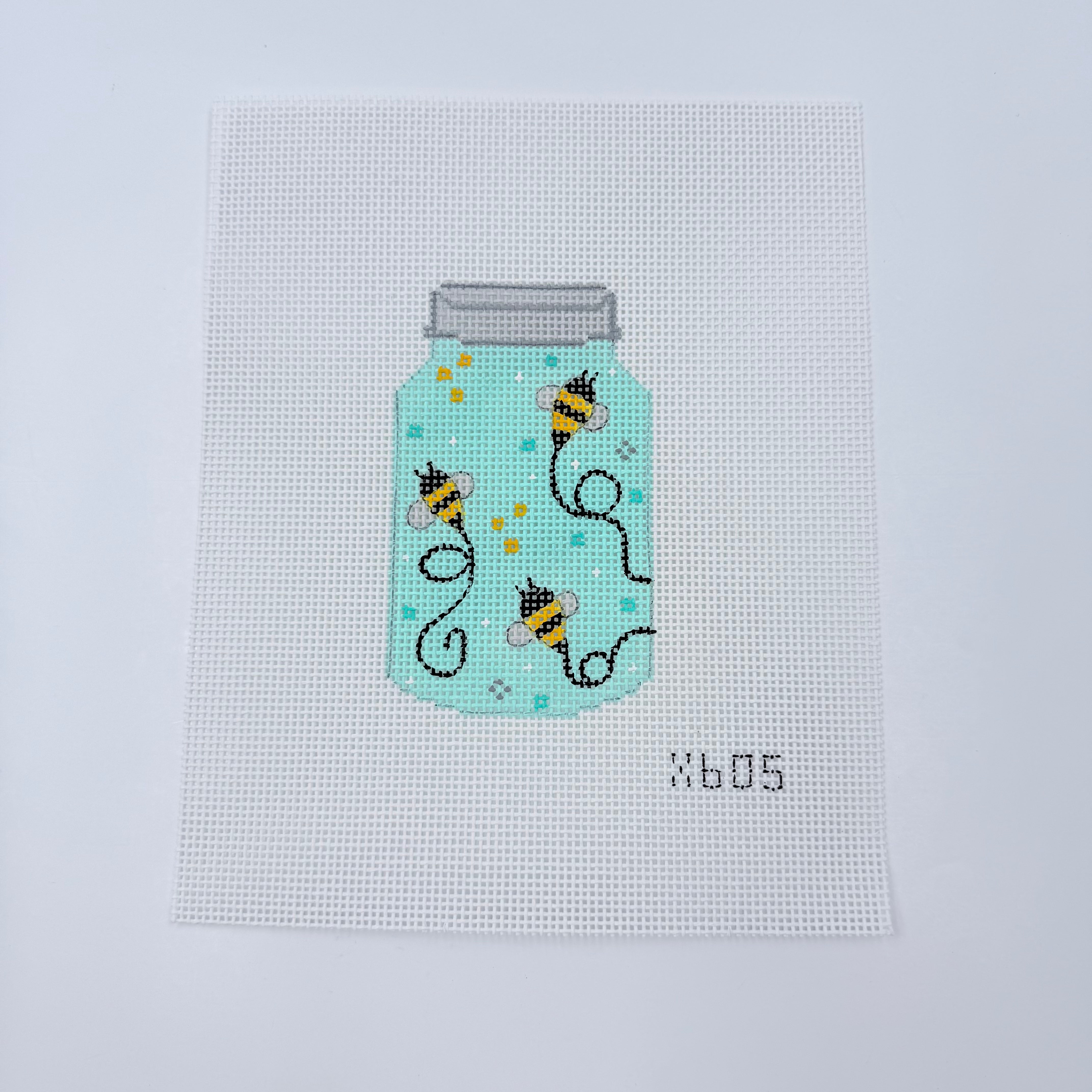 Bumble Bees Mason Jar Canvas - KC Needlepoint