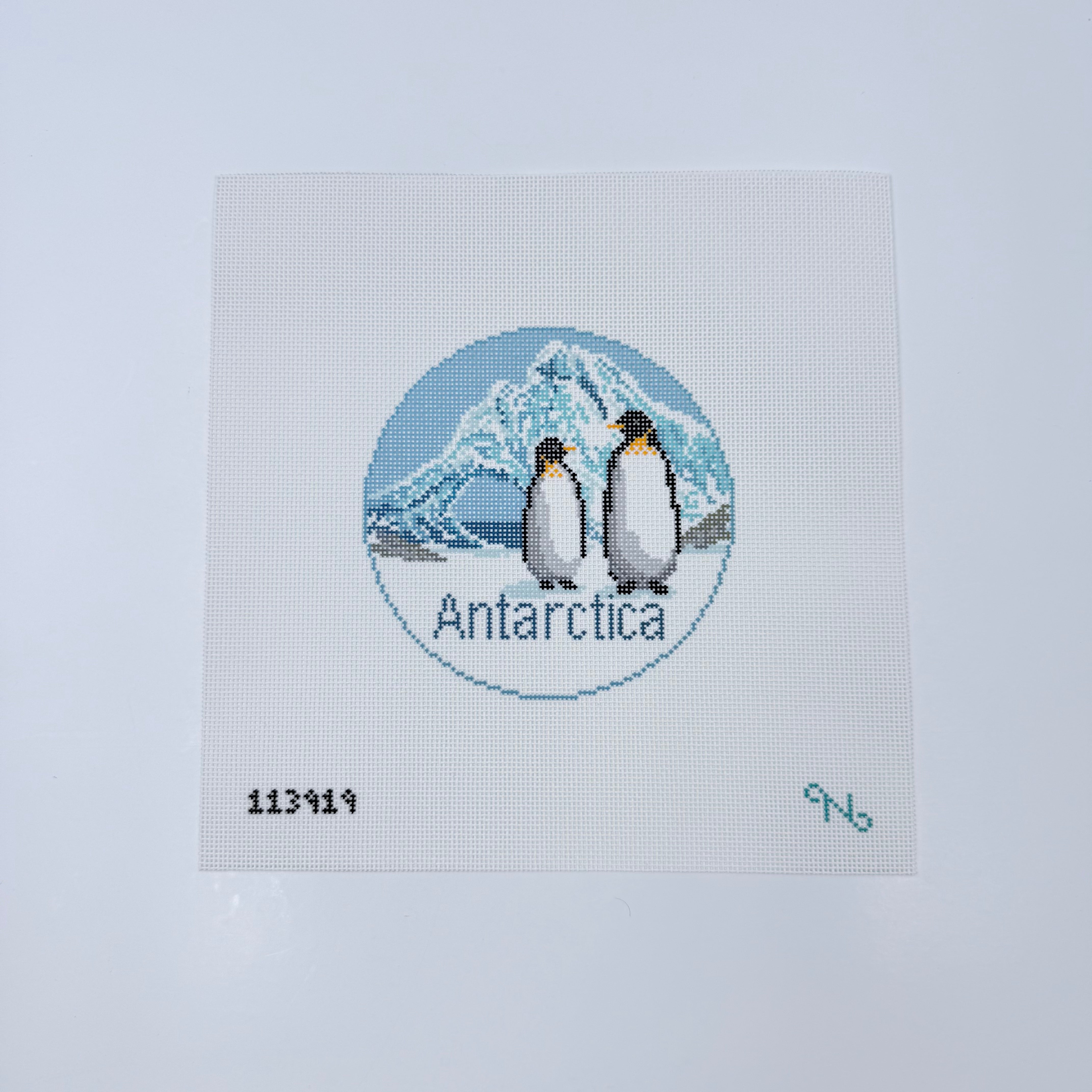 Antarctica Travel Round Canvas - KC Needlepoint