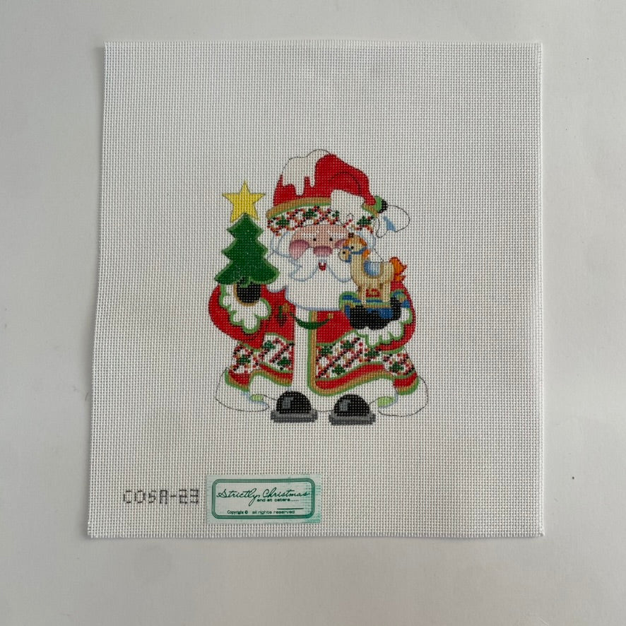 Squatty Santa with Horse and Tree Canvas - KC Needlepoint