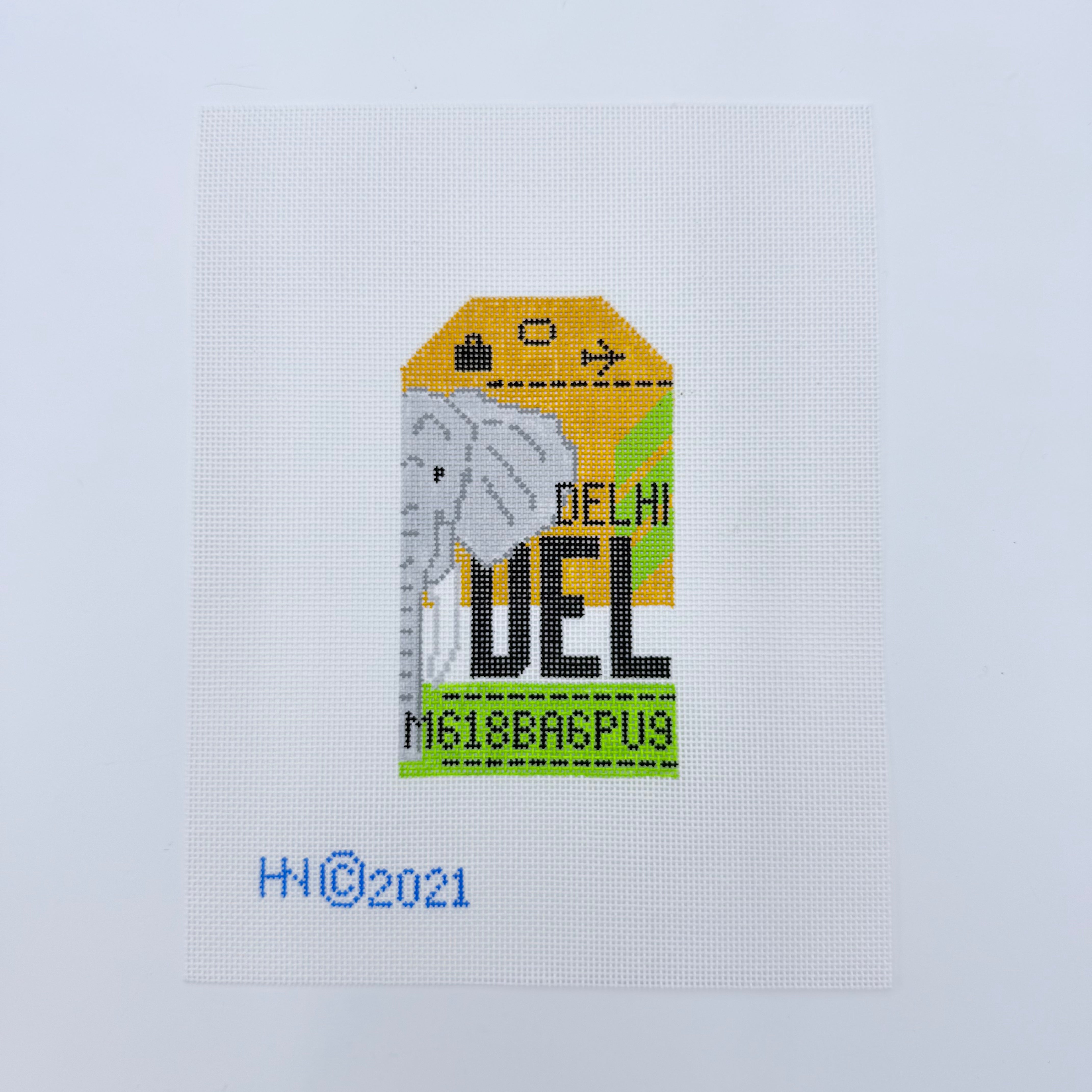 Delhi Vintage Travel Tag Canvas - KC Needlepoint