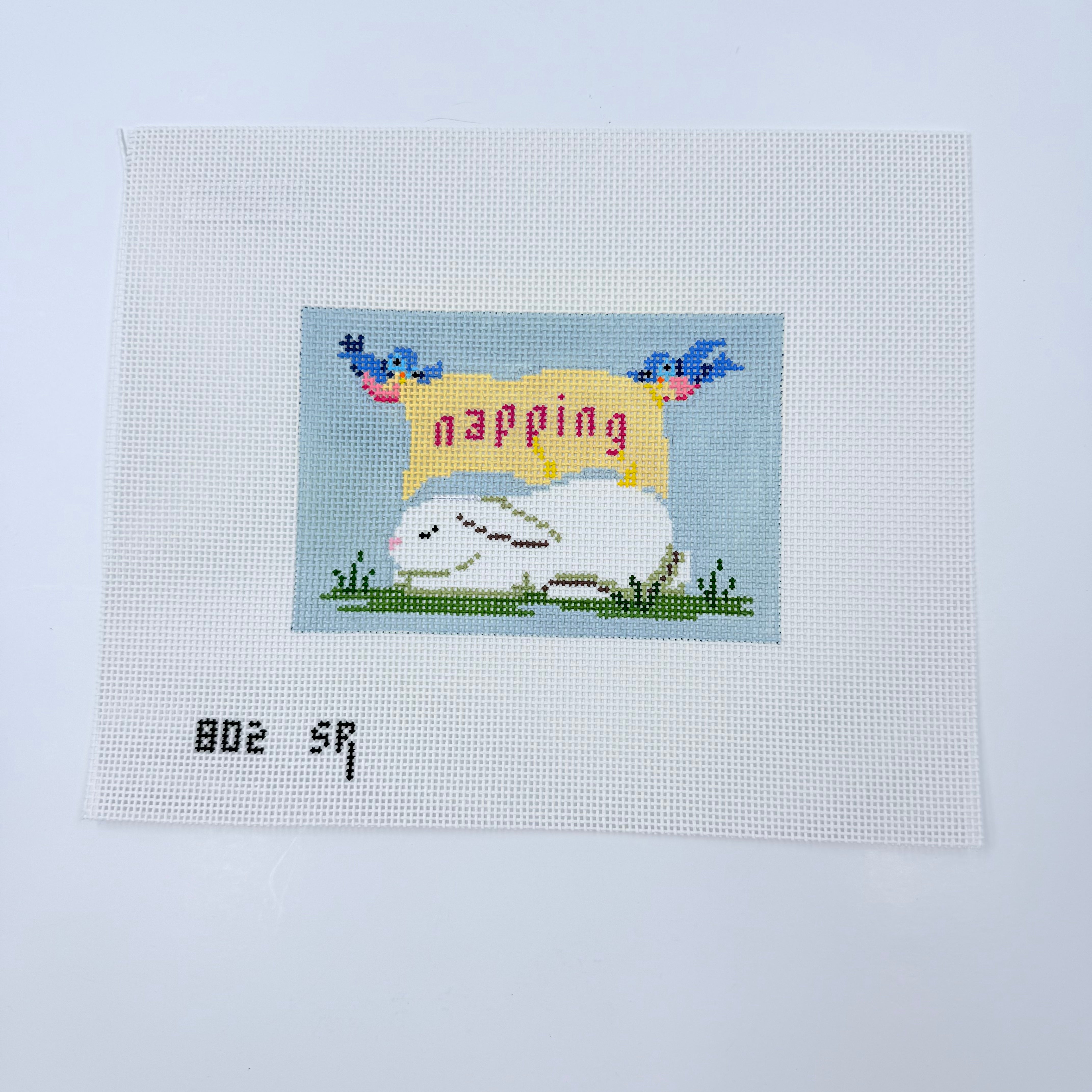 Napping Sleeping Bunny Canvas - KC Needlepoint