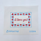 I Love You Blue Canvas - KC Needlepoint