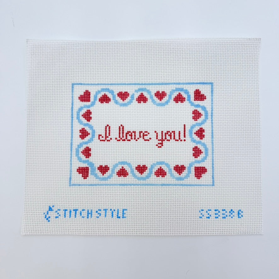 I Love You Blue Canvas - KC Needlepoint