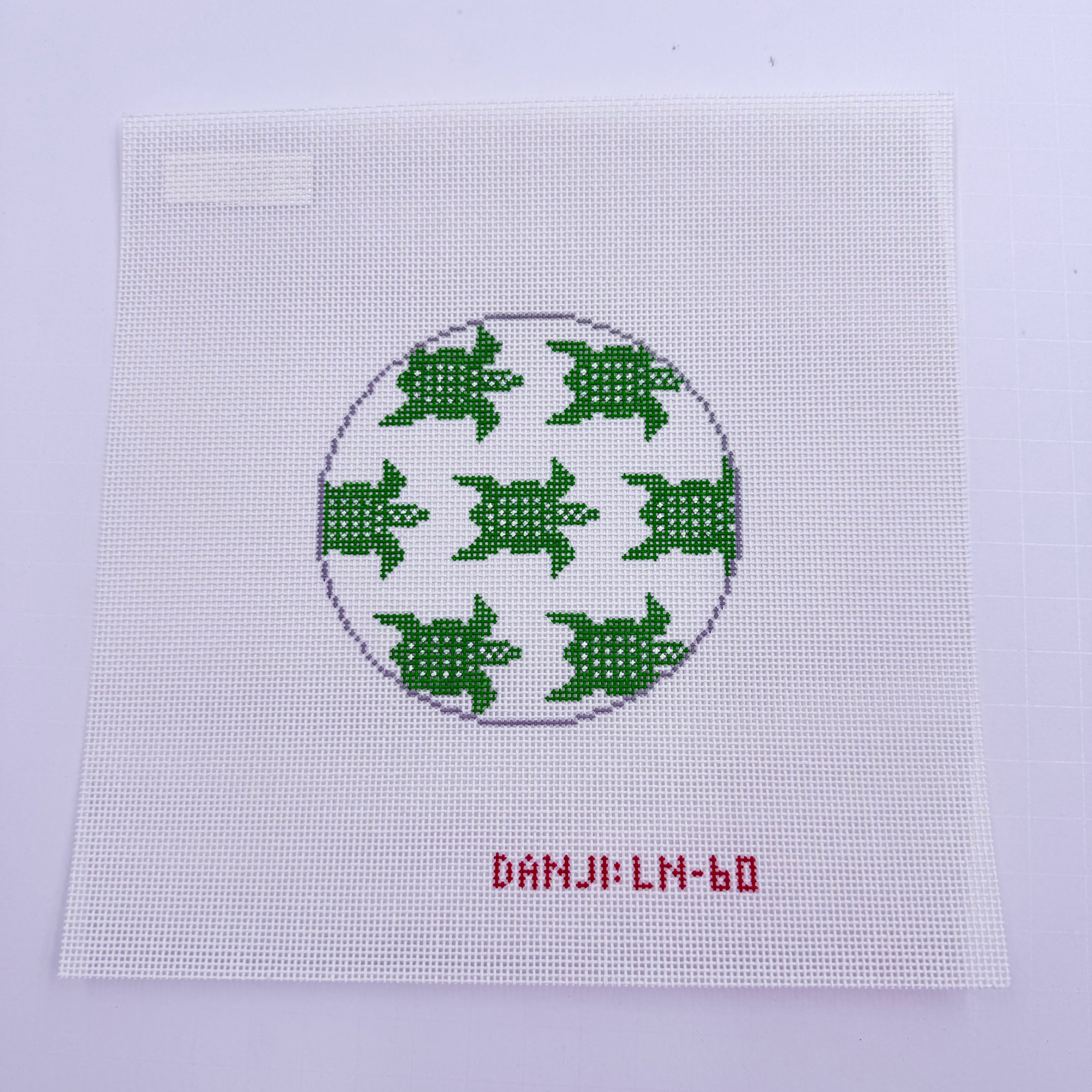 Sea Turtles Round Canvas - KC Needlepoint