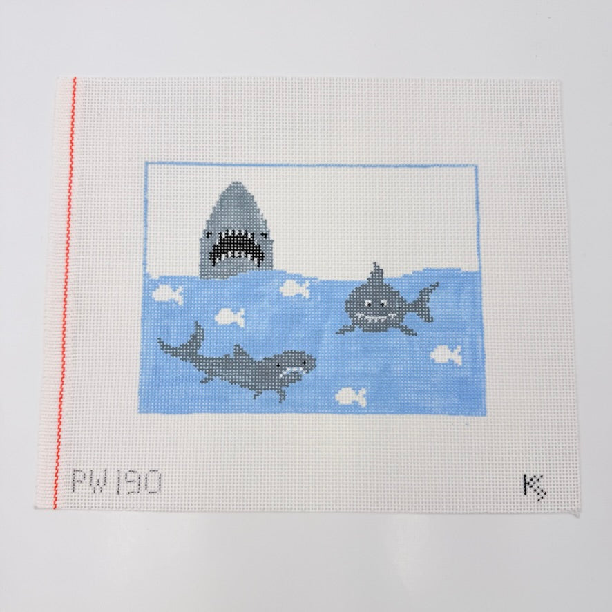 Sharks Canvas - KC Needlepoint