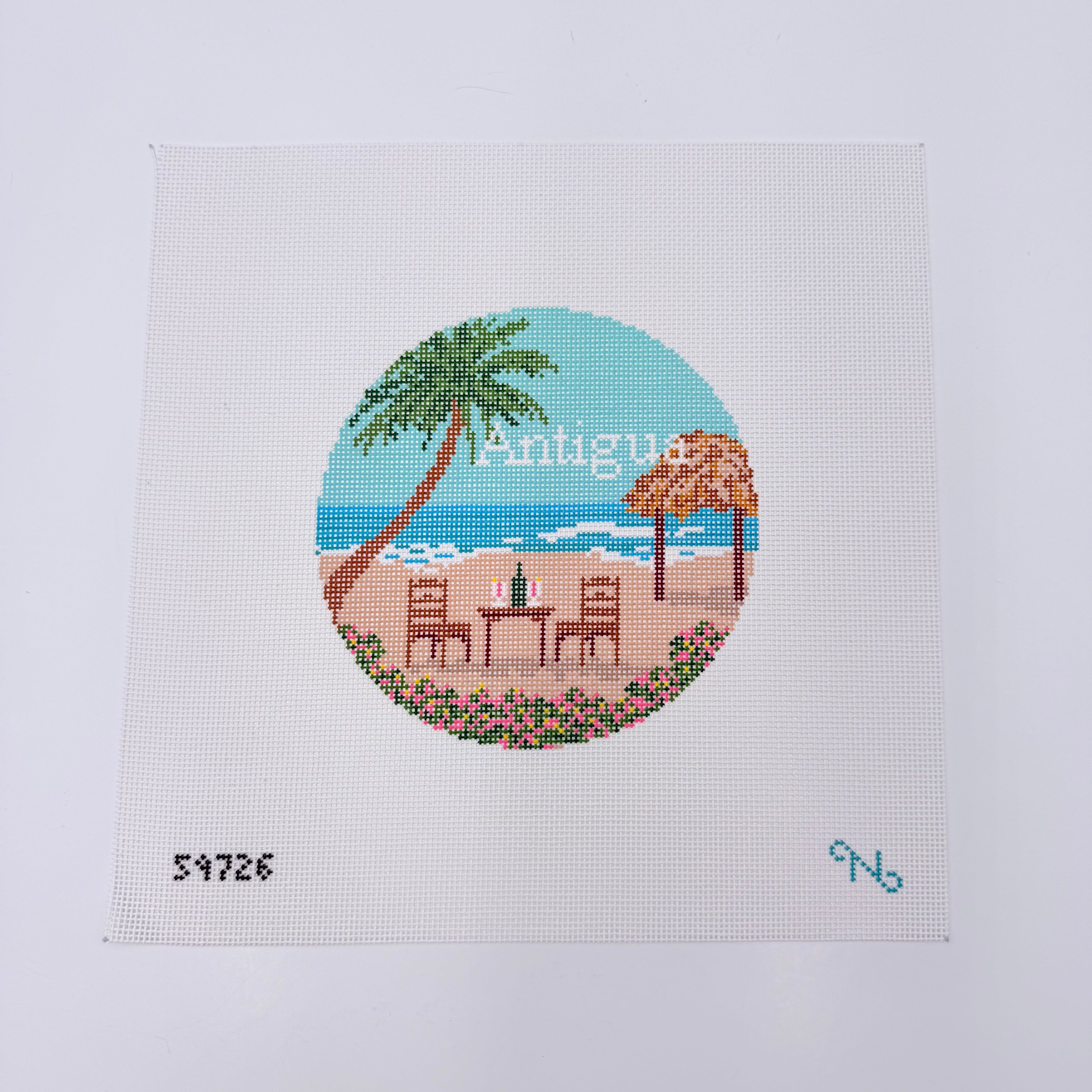 Antigua Travel Round Canvas - KC Needlepoint
