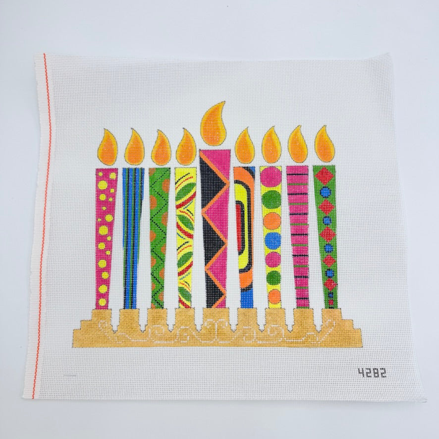 Colorful Menorah Canvas - KC Needlepoint