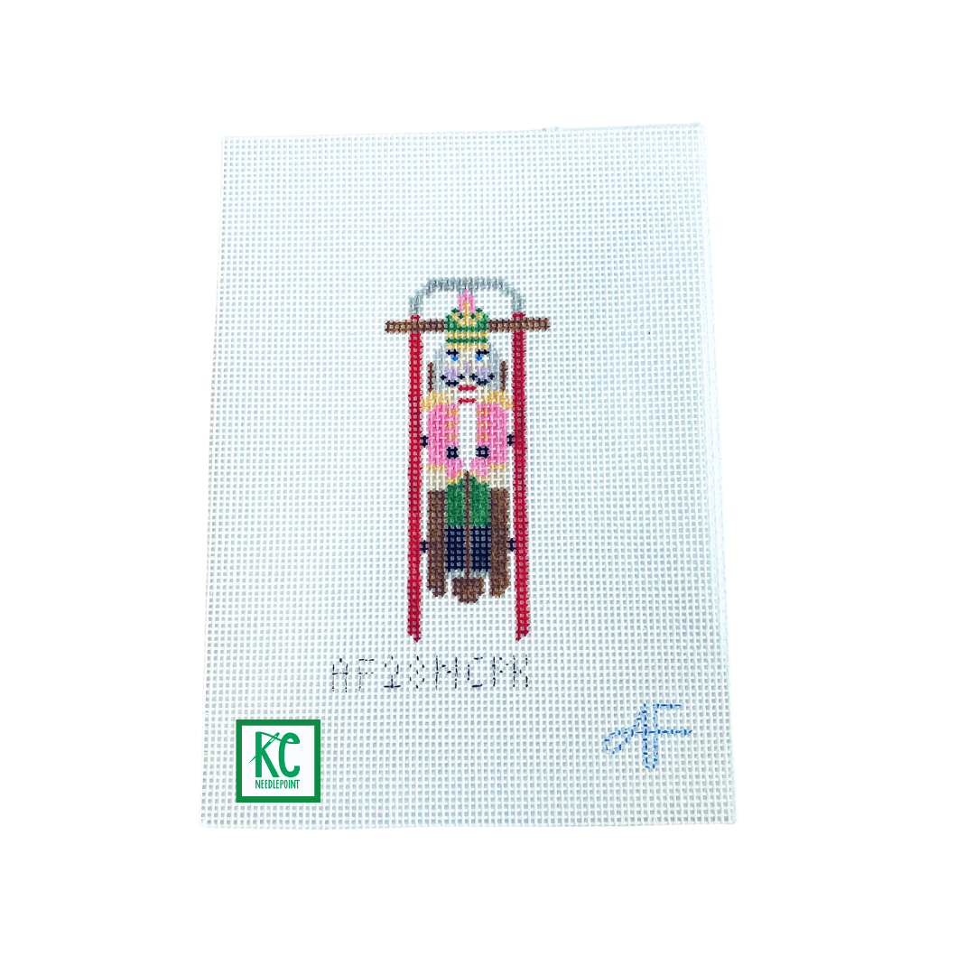 Sled with Pink Nutcracker Canvas - KC Needlepoint