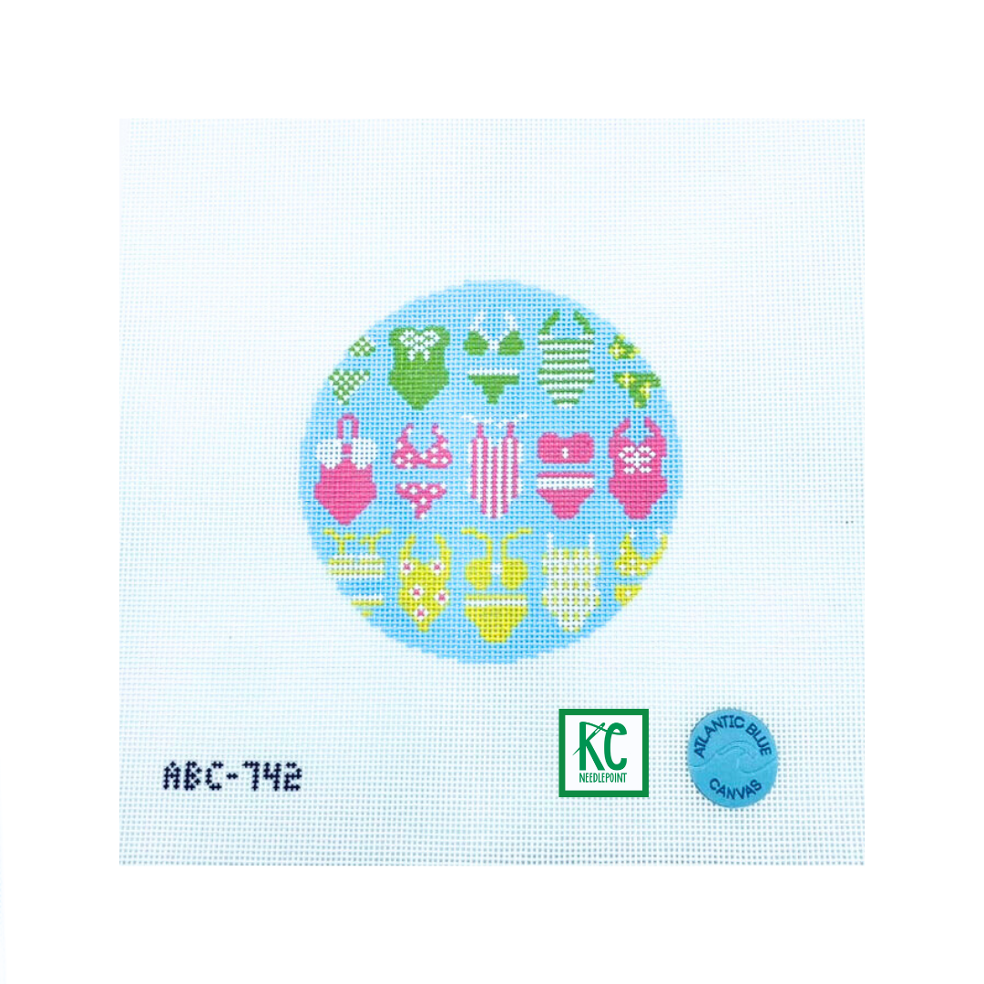 Bright Bikini Round Canvas - KC Needlepoint