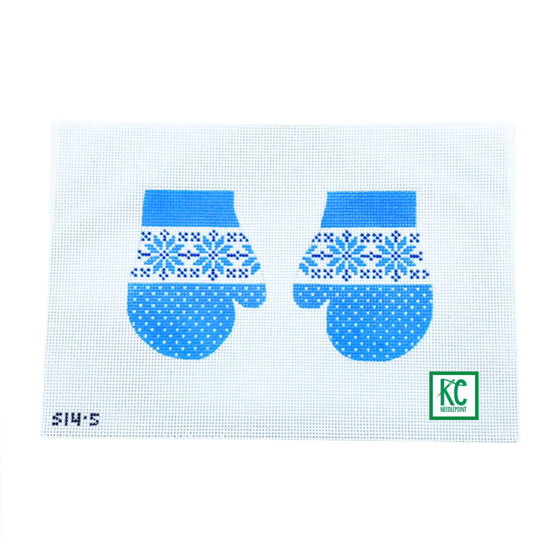 Snowflakes Mittens Canvas - KC Needlepoint