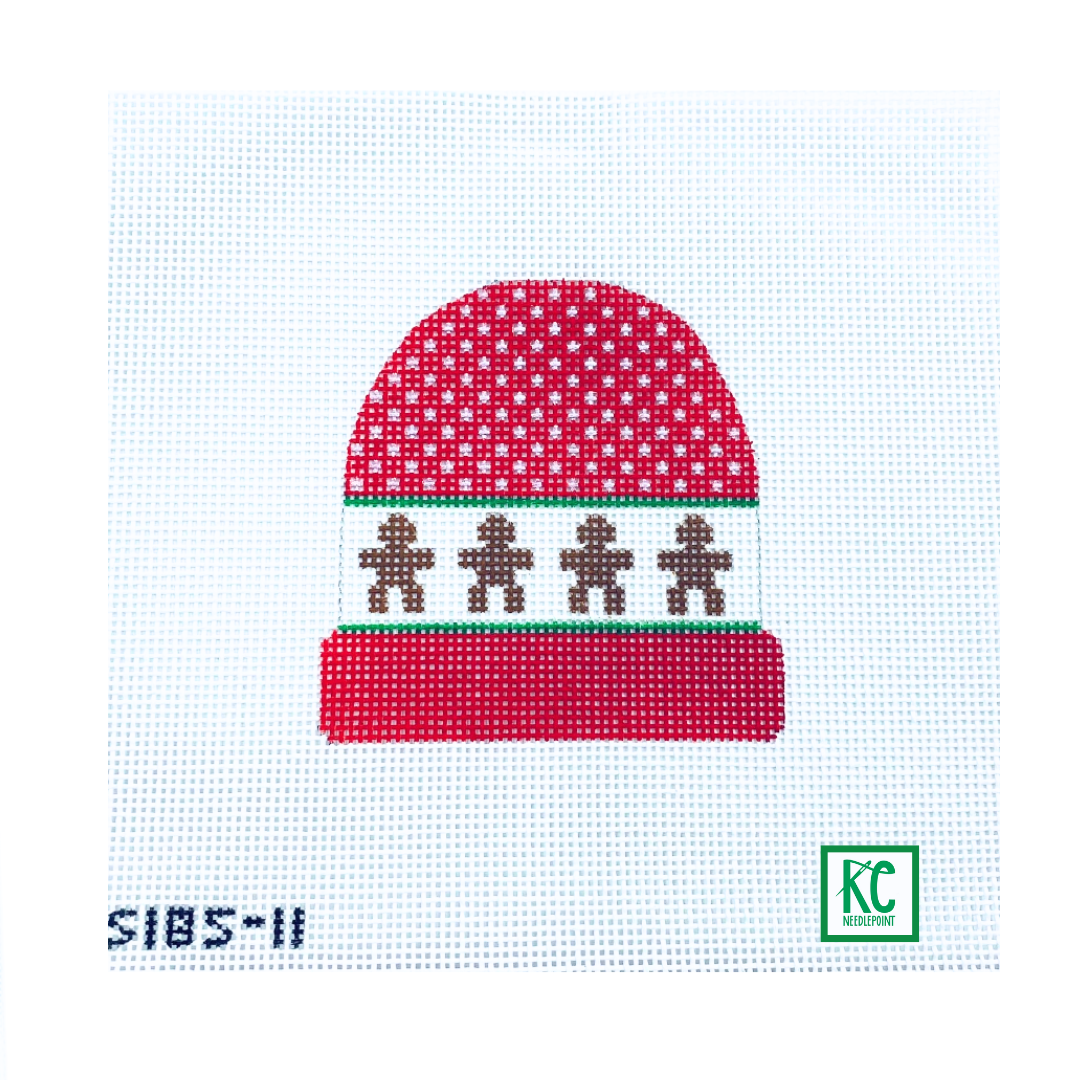 Gingerbread Men Stocking Cap Canvas - KC Needlepoint