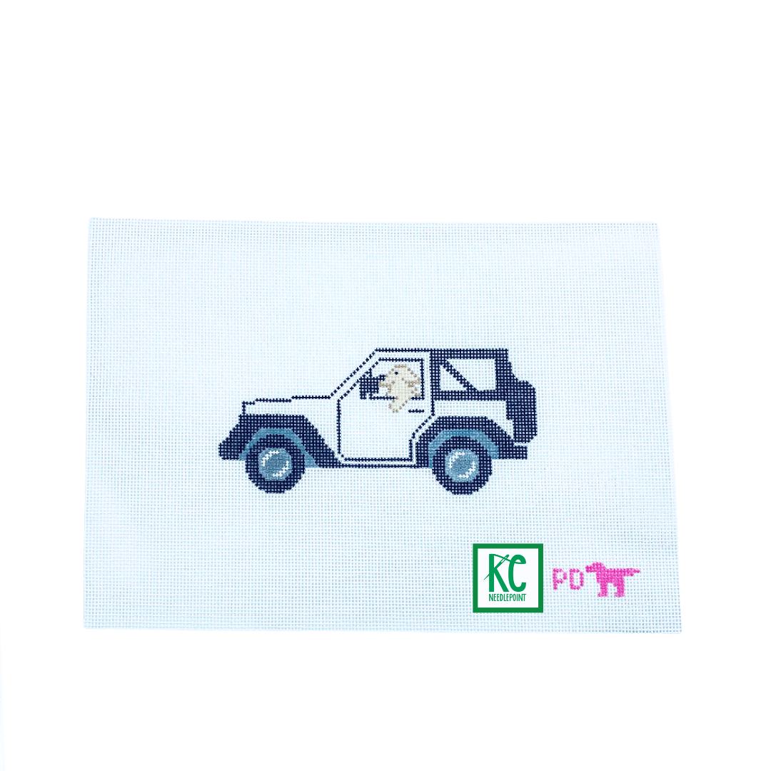 Dog in Jeep Canvas – KC Needlepoint - Main Image