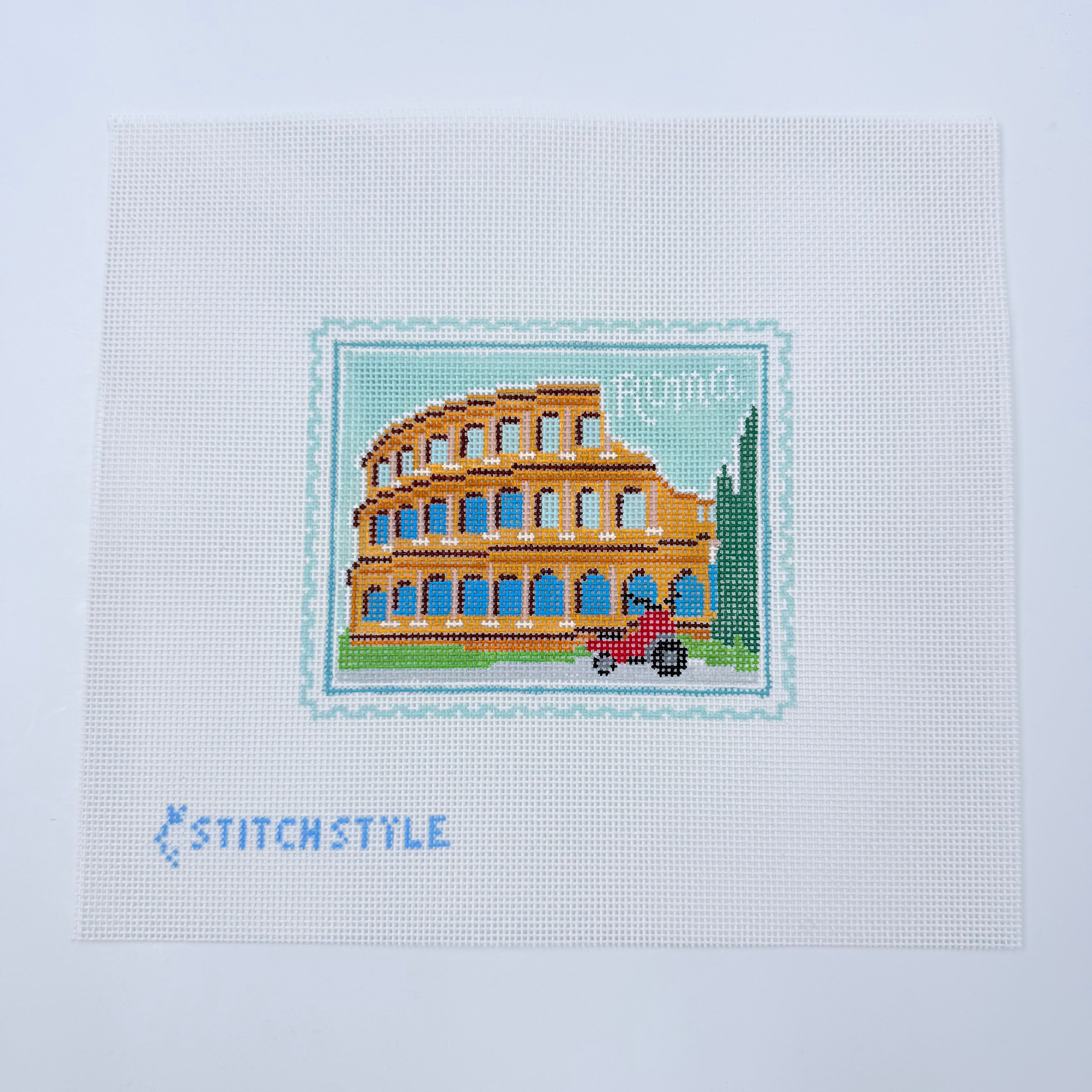 Rome Colosseum Stamp Needlepoint Canvas - KC Needlepoint