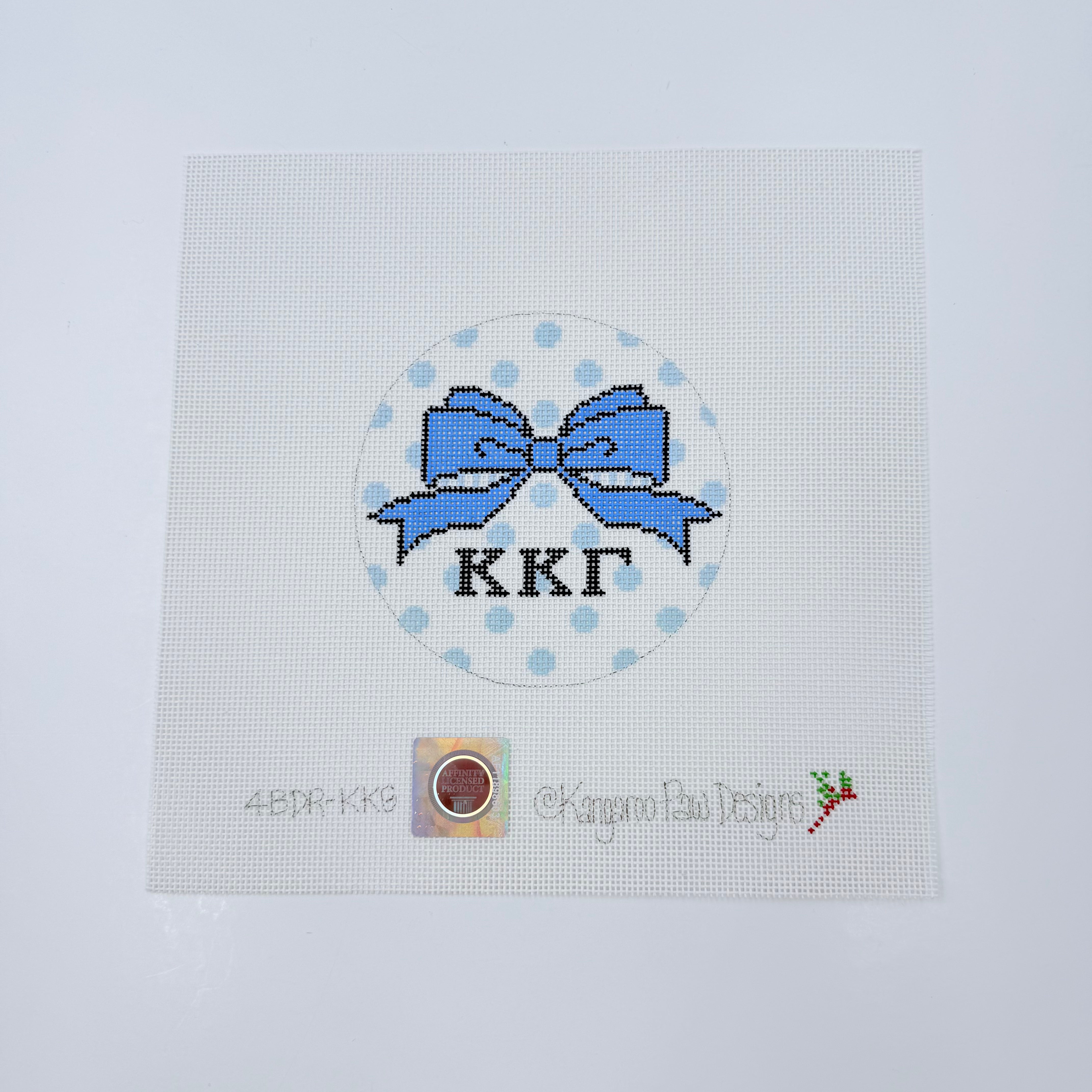 Kappa Kappa Gamma Bow Round Canvas - KC Needlepoint