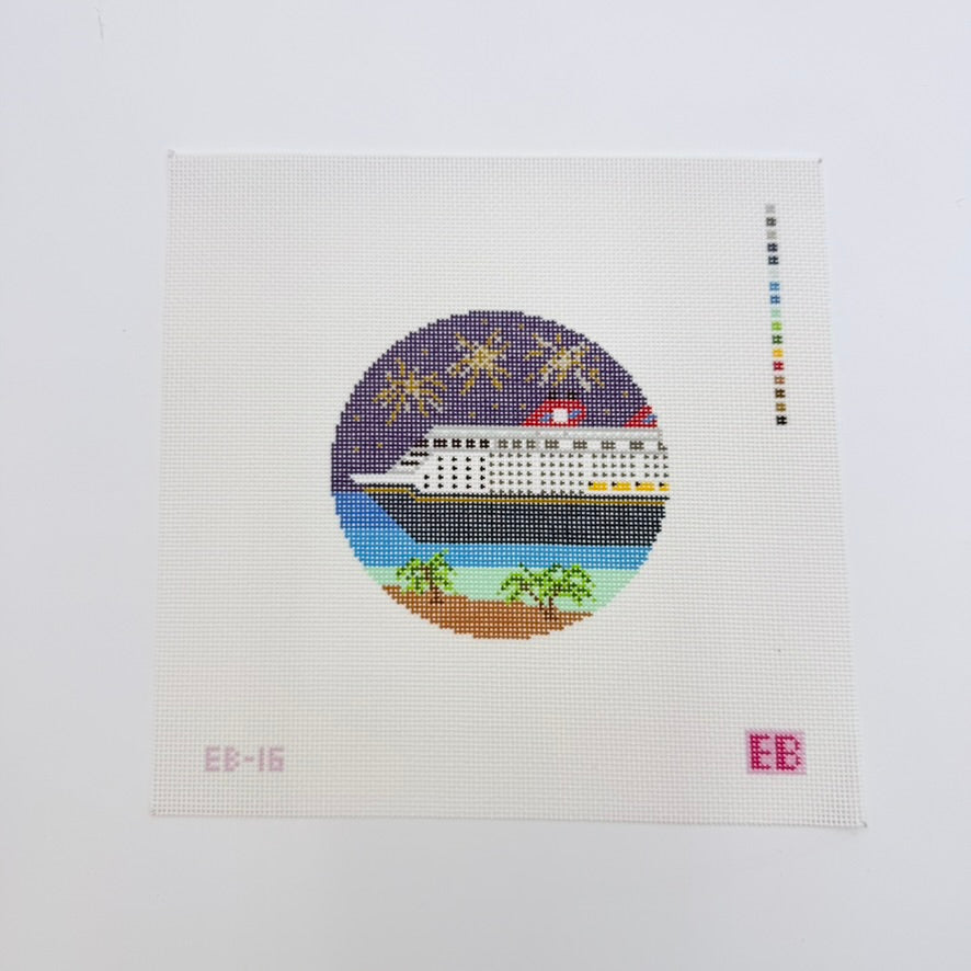Magical Cruise Travel Round Canvas - KC Needlepoint