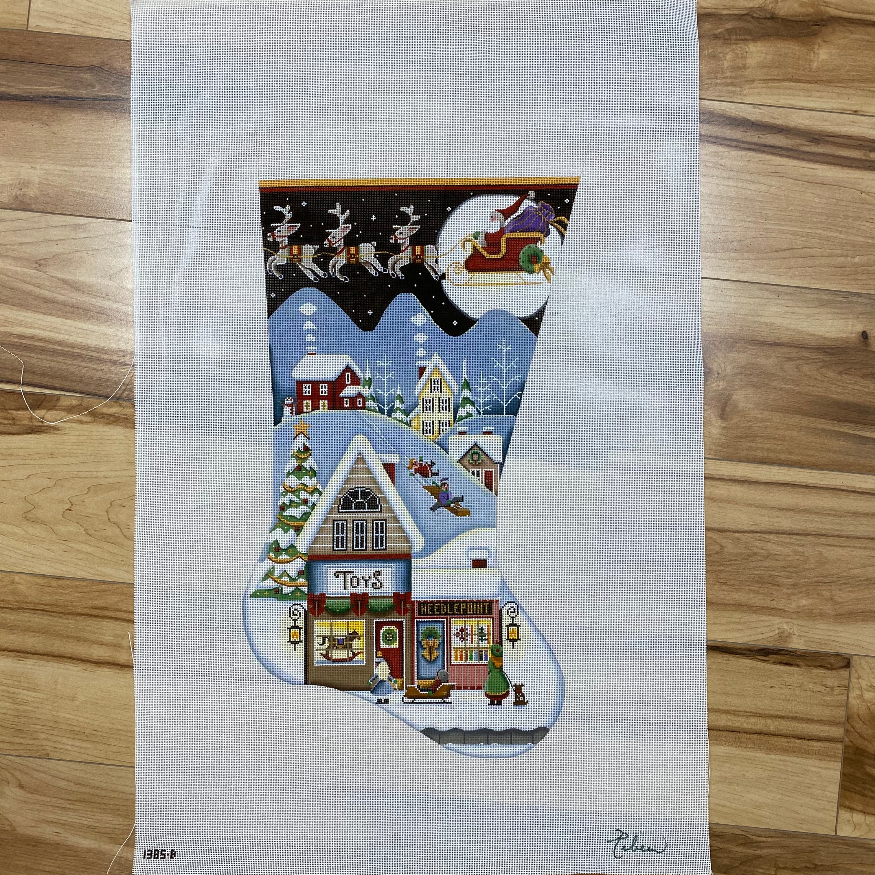 Toy Shop Village Stocking Canvas - KC Needlepoint