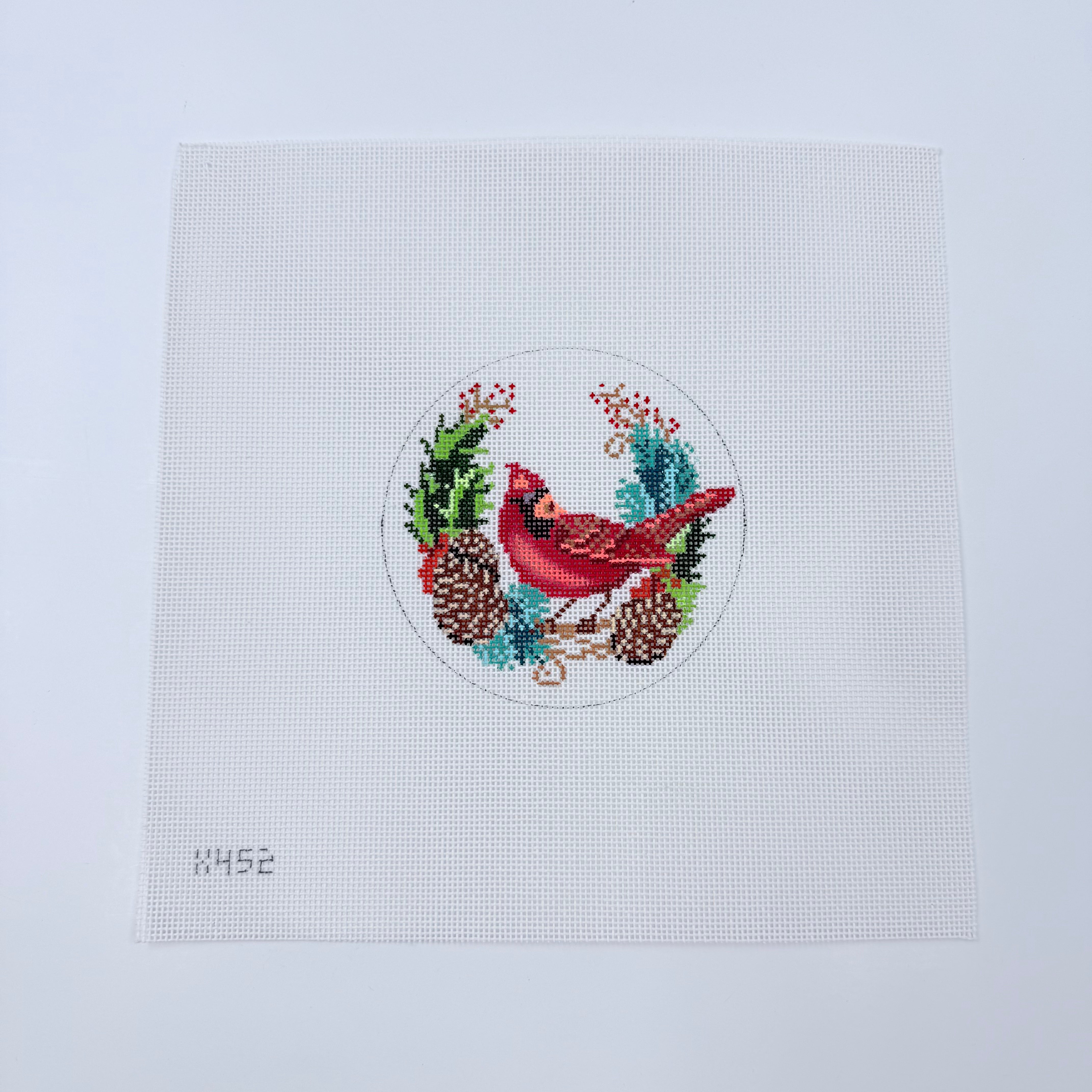 Cardinal and Pinecones Canvas - KC Needlepoint