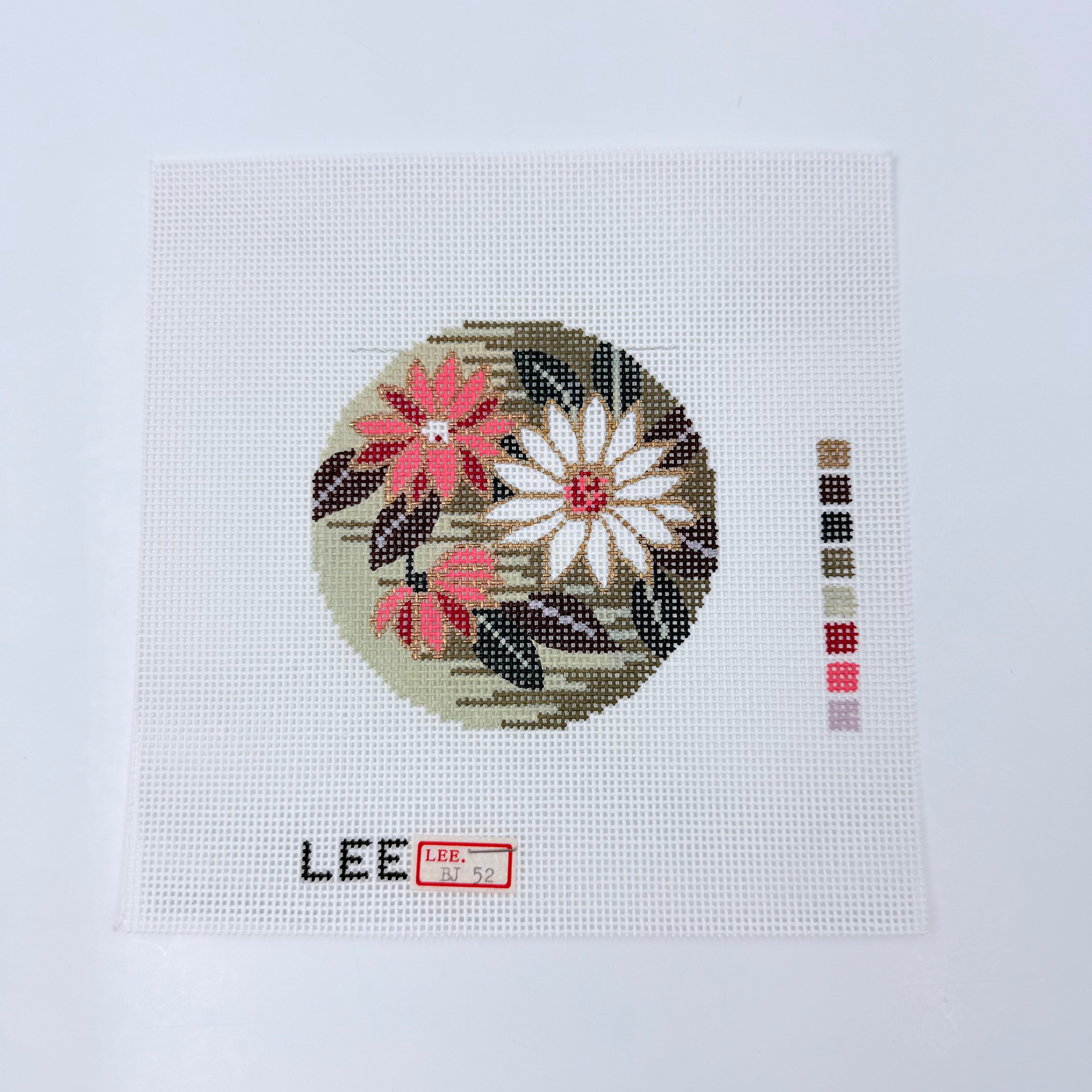 Chrysanthemum 3" Round Canvas - KC Needlepoint