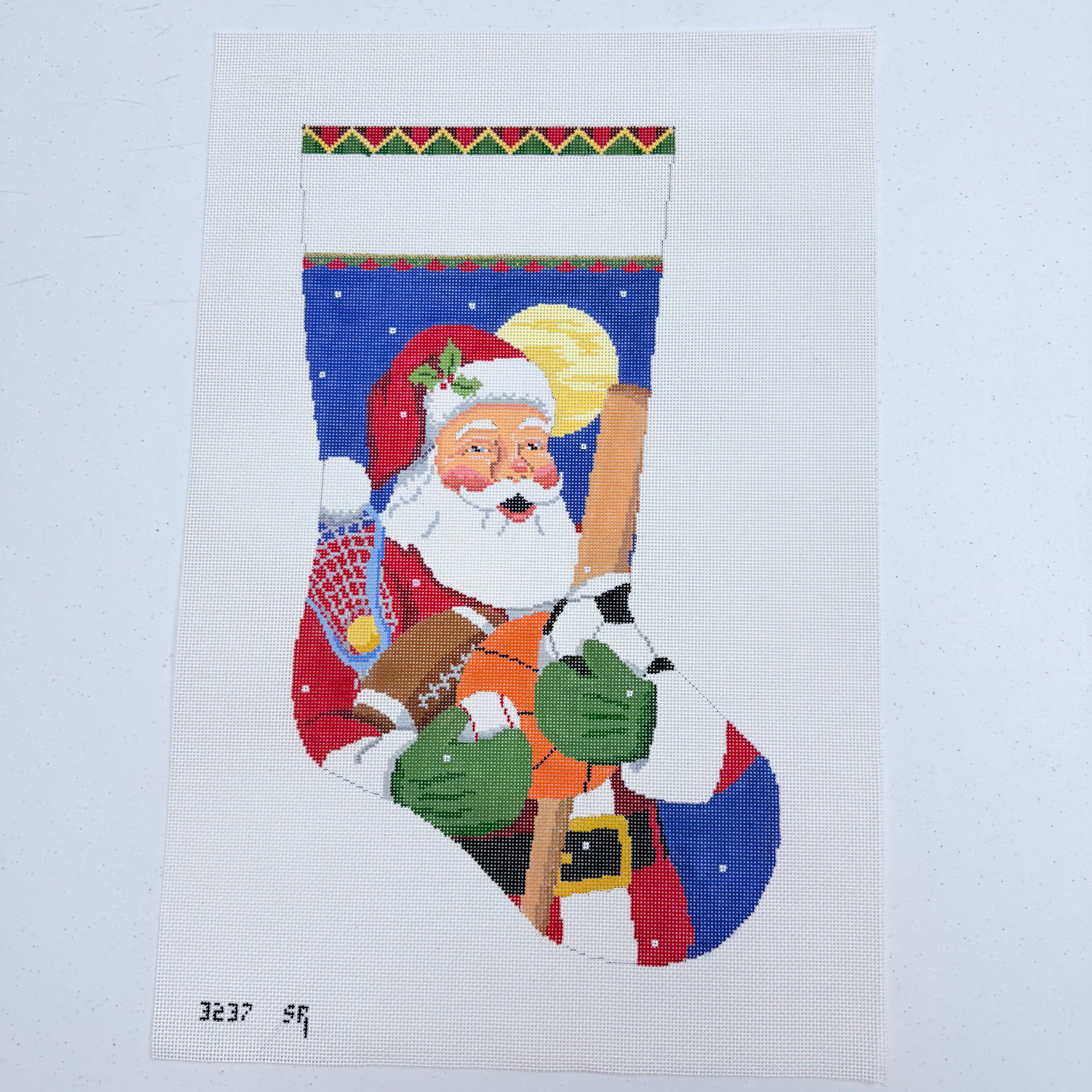 Sport Equipment Santa Stocking Canvas - KC Needlepoint