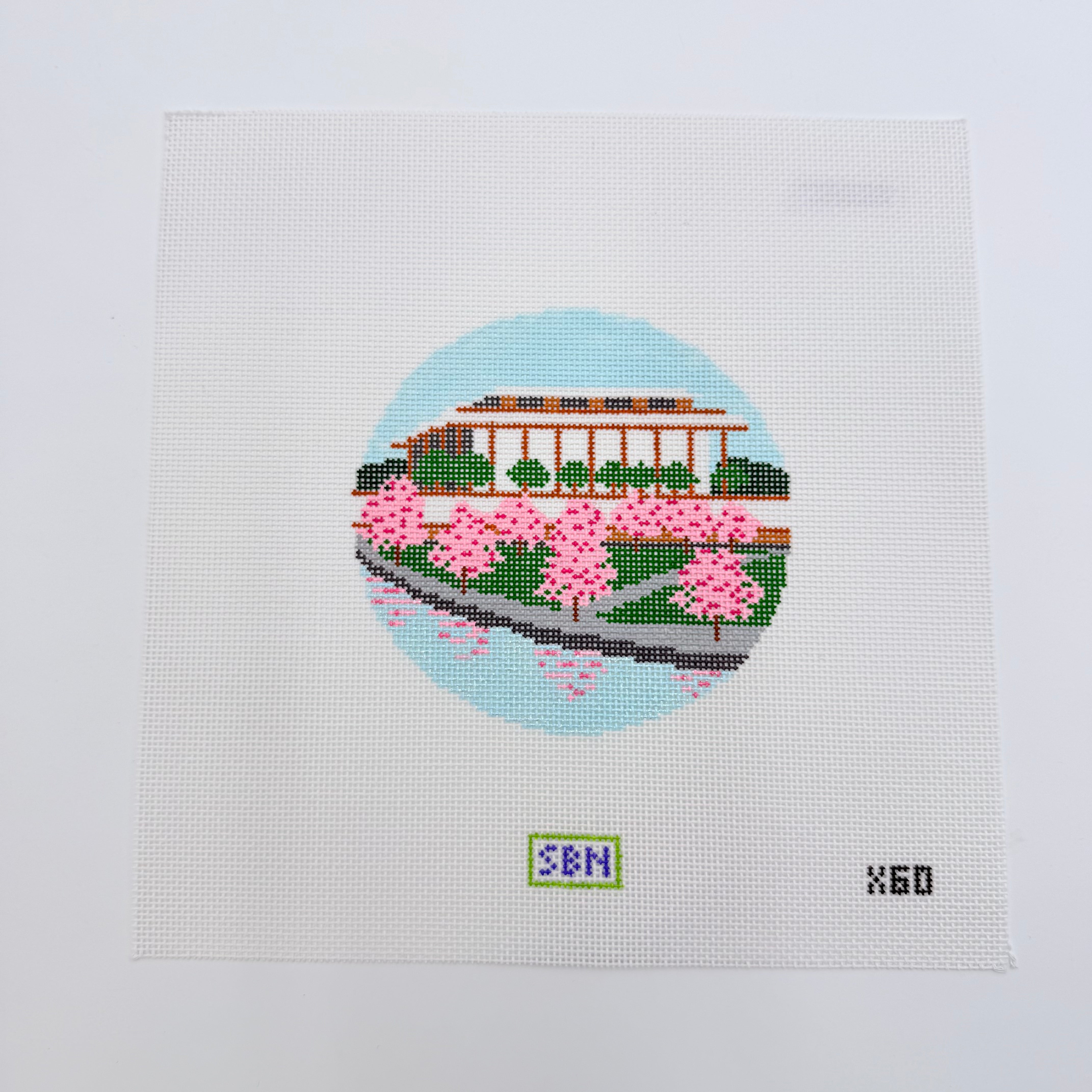 Kennedy Center with Cherry Blossoms Canvas - KC Needlepoint