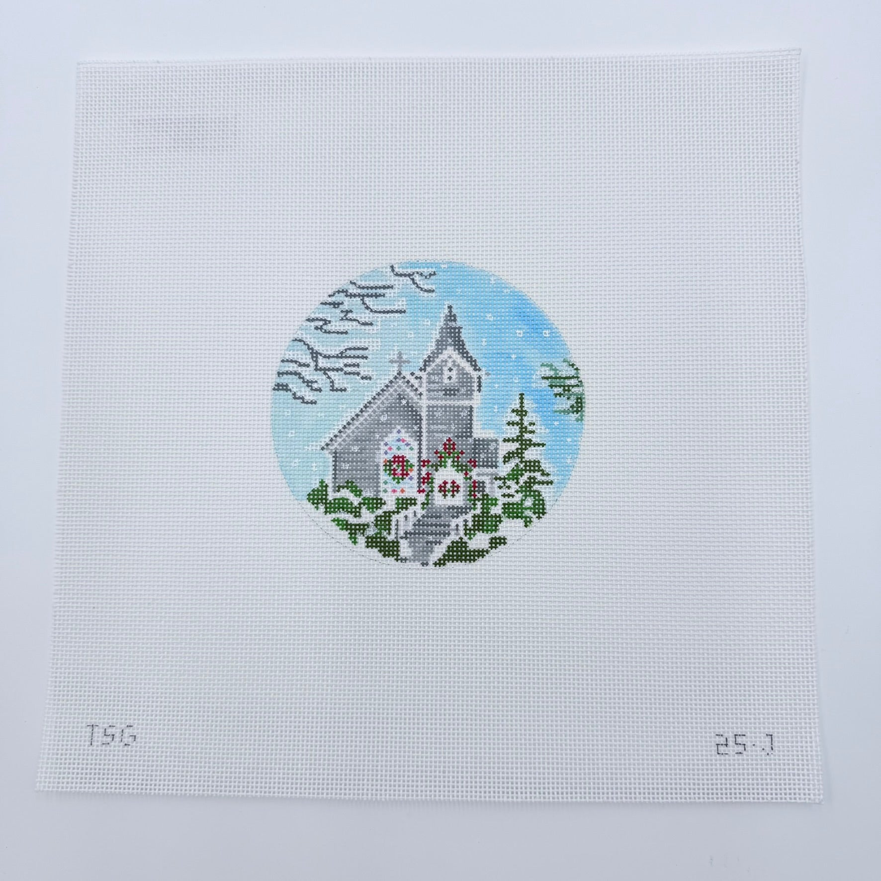 Sconset Chapel Round Canvas - KC Needlepoint