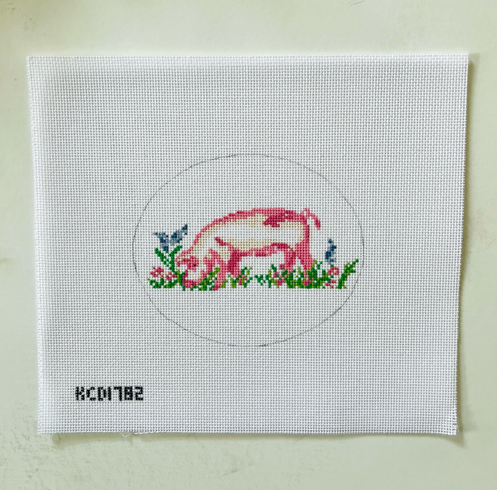 Pink Pig Canvas - KC Needlepoint