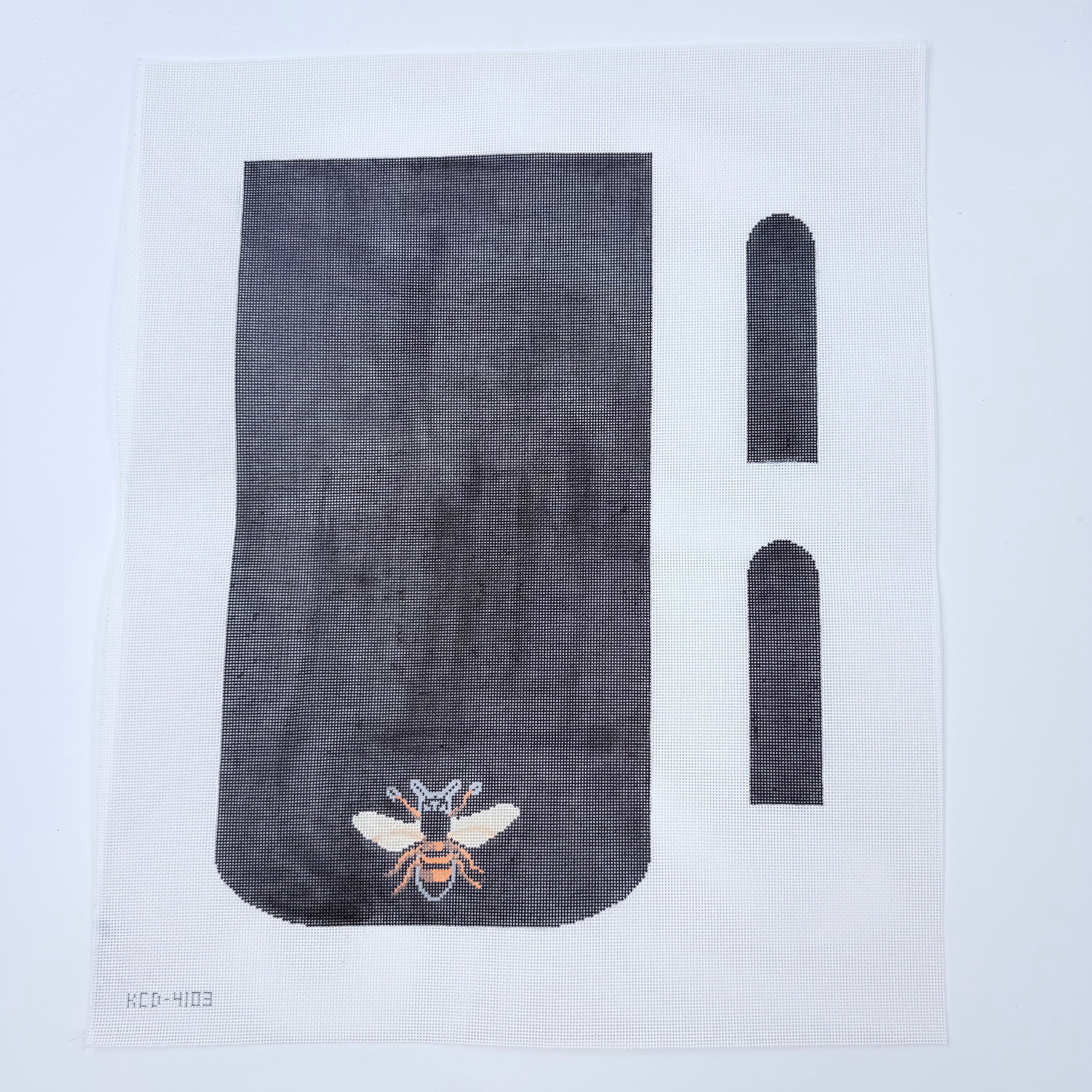 Bee Purse on Black Background - KC Needlepoint