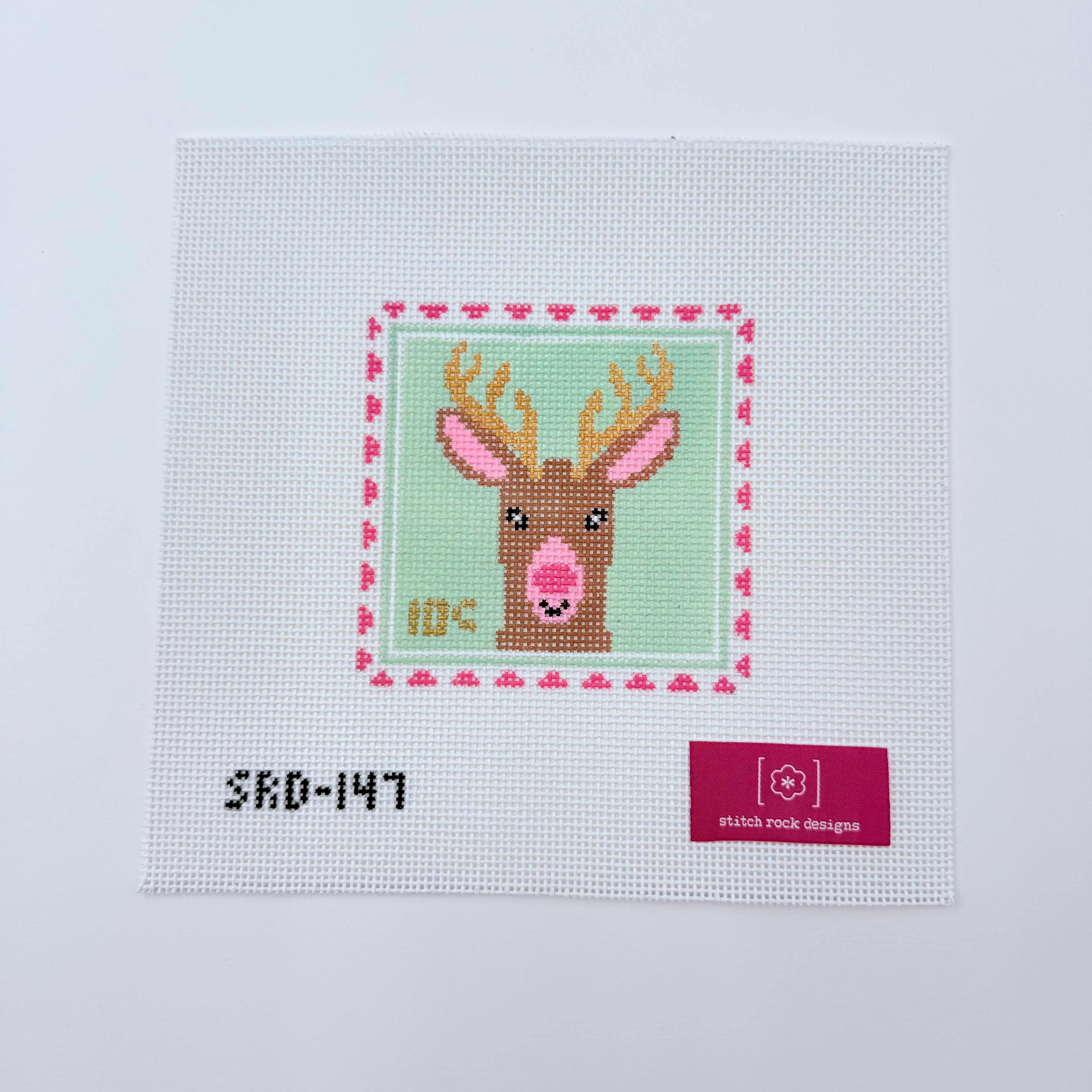 Reindeer Stamp Canvas - KC Needlepoint