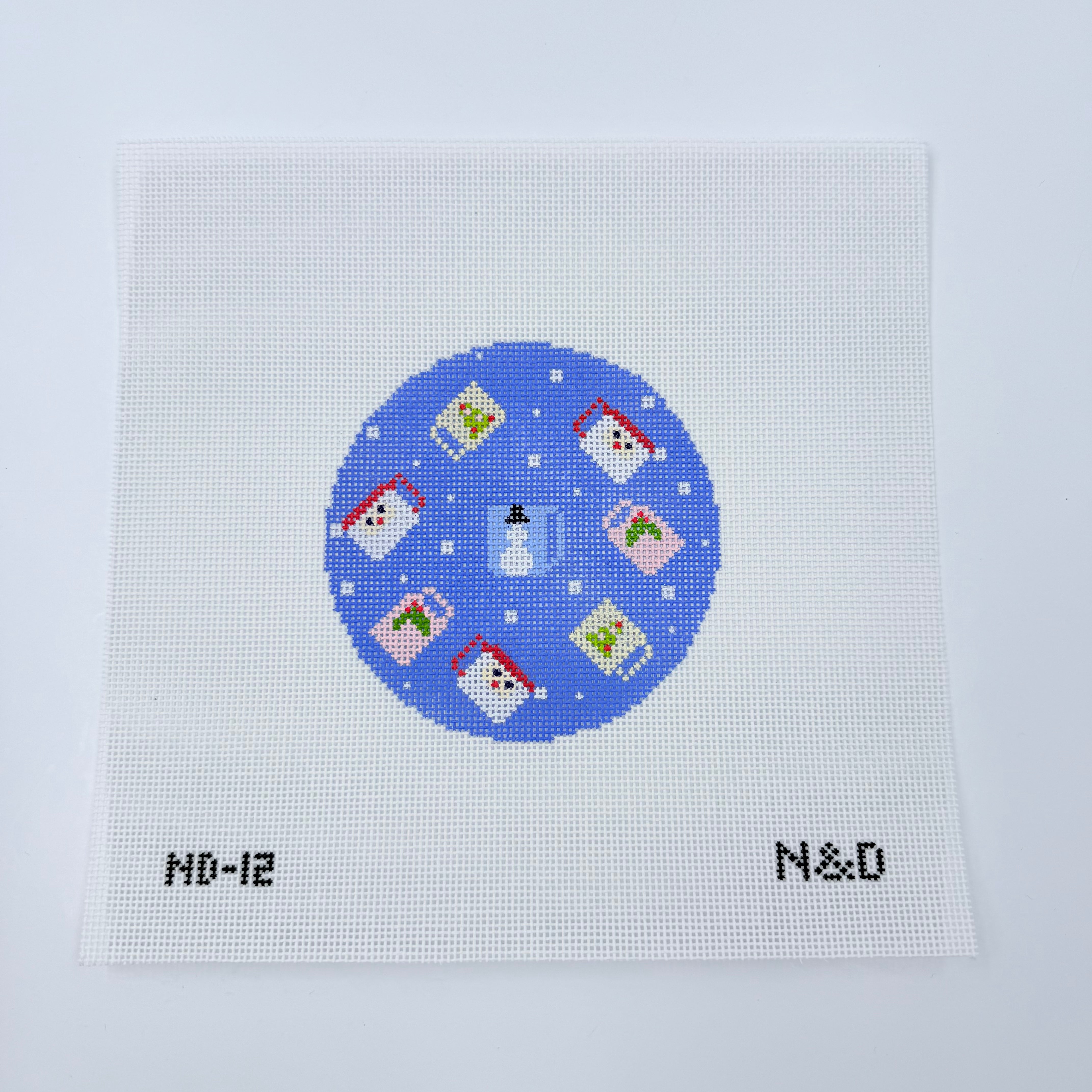 Colorful Christmas Mugs Round Canvas - KC Needlepoint