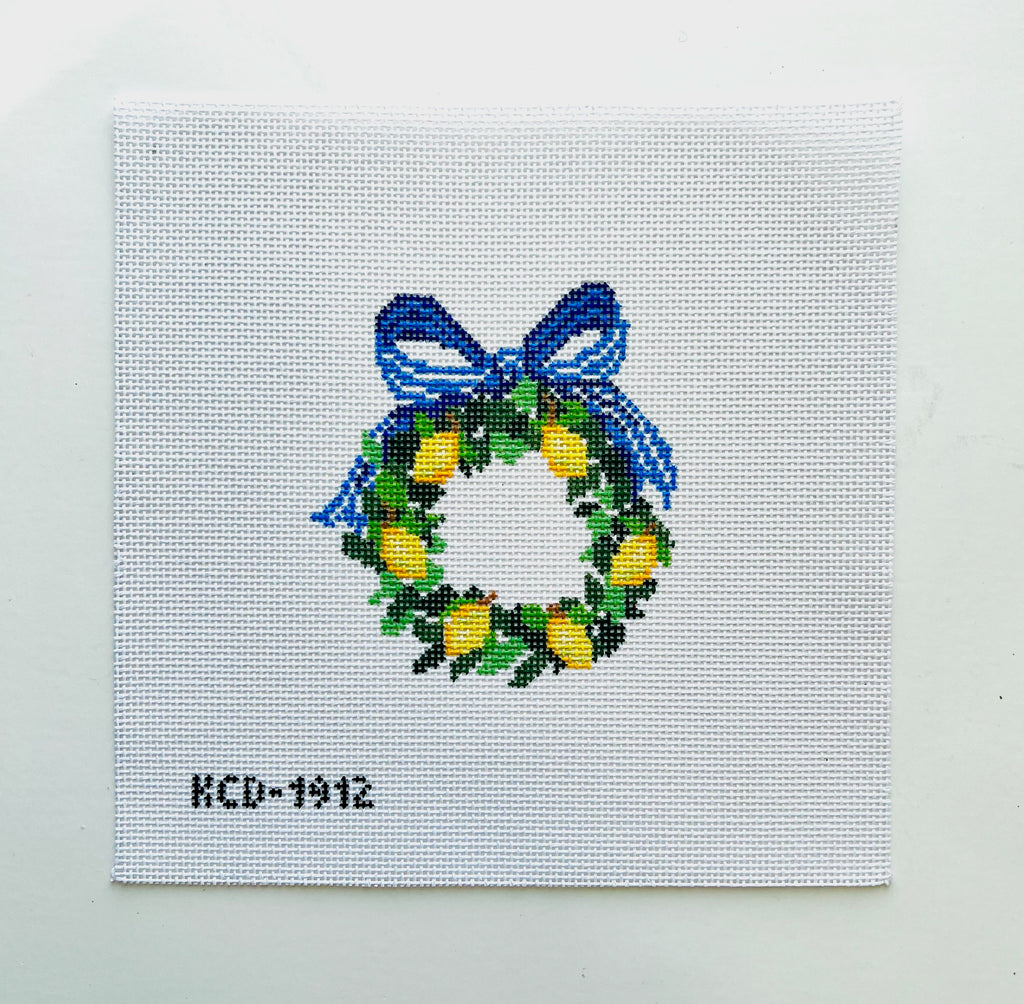 Lemon Wreath Canvas - KC Needlepoint